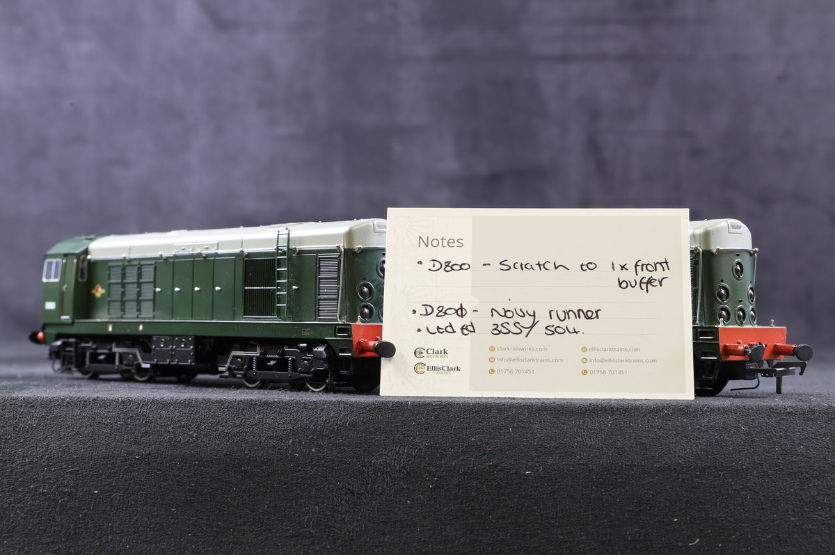 Bachmann OO 32-027Y/1 and Y/2 Class 20 Pack D8000 &amp; D8001 in BR green with Discs. Limited edition 355/504