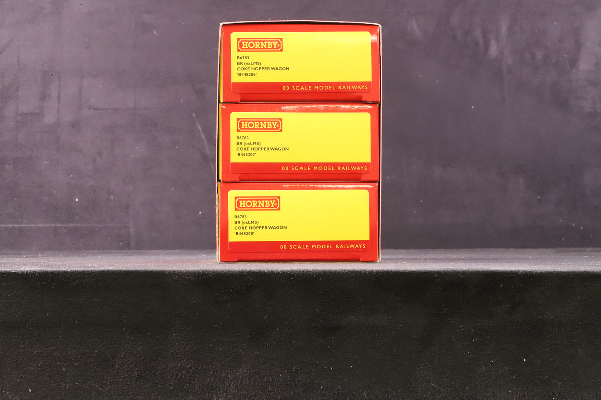 Hornby OO R6783 Pack of 3 Ex-LMS Coke Hoppers in BR Grey