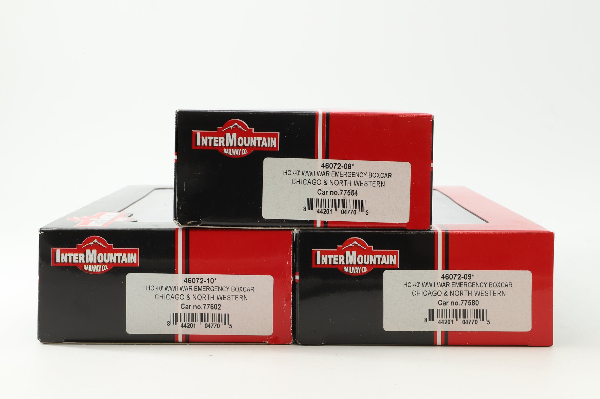 Intermountain HO Rake Of 3 40' WWII War Emergency C&NW Box Cars Inc. 46072-09, 46072-08 & 46072-10