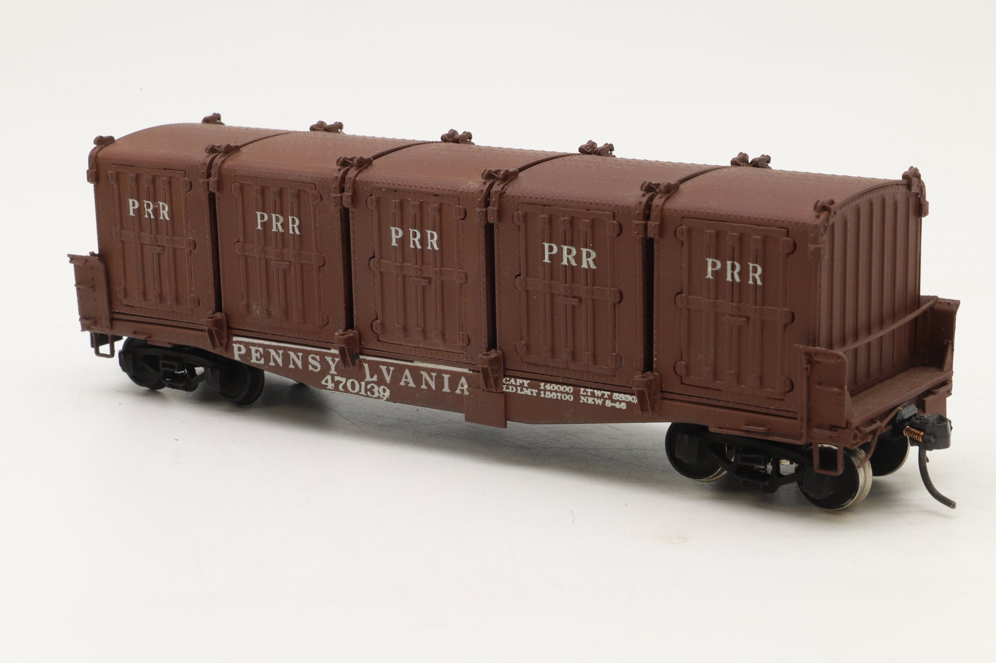 Rail Works Ltd/Woosung Brass Models HO Brass 'FM' Container Car w/5 DD 1A Containers, Custom Painted