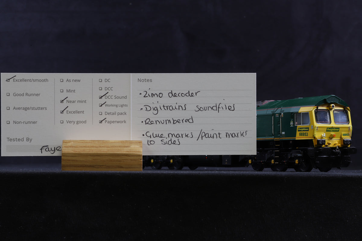 Bachmann OO Class 66/9 &#39;66953&#39; Freightliner Renumbered, DCC Sound