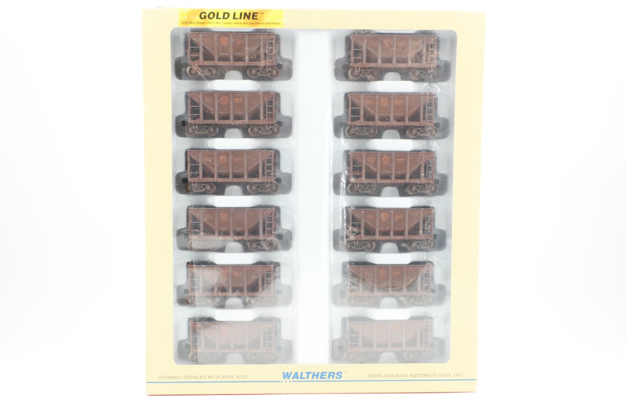 Walthers HO 932-40506 12-Pack of Michigan Ore Cars in DMIR Brown - Pro-Customised/Weathered