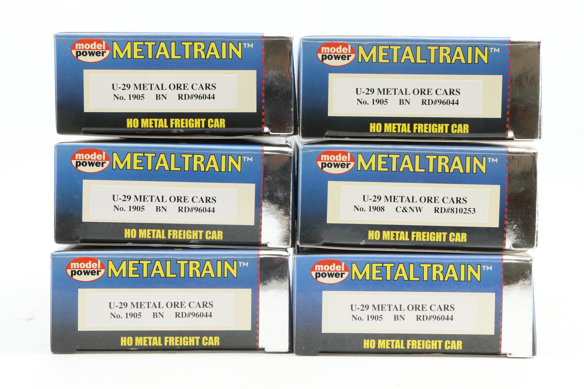 Model Power Metal Trains Rake of 6 U-29 Metal Ore Cars in DMIR Brown - Pro-Customised/Weathered