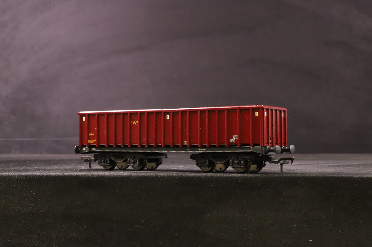 Kit Built OO Pair Of EWS MBA Bogie Wagons With Loads