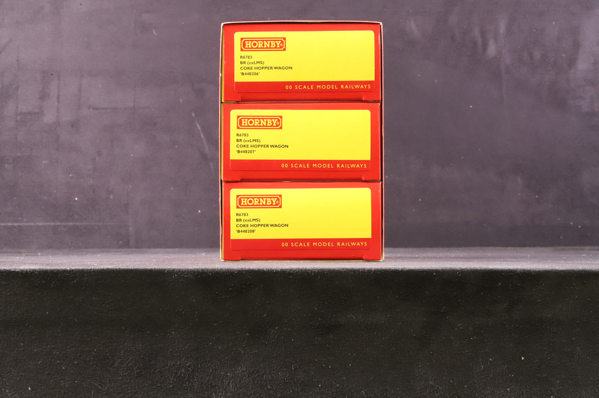Hornby OO R6783 Pack of 3 Ex-LMS Coke Hoppers in BR Grey
