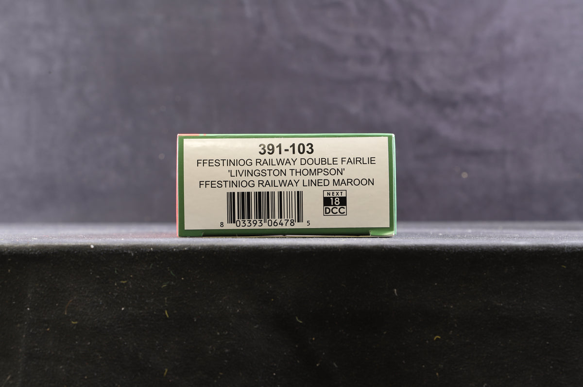 Bachmann OO9 391-103 Ffestiniog Railway Double Fairlie &#39;Livingston Thompson&#39; Ffestiniog Railway Lined Maroon