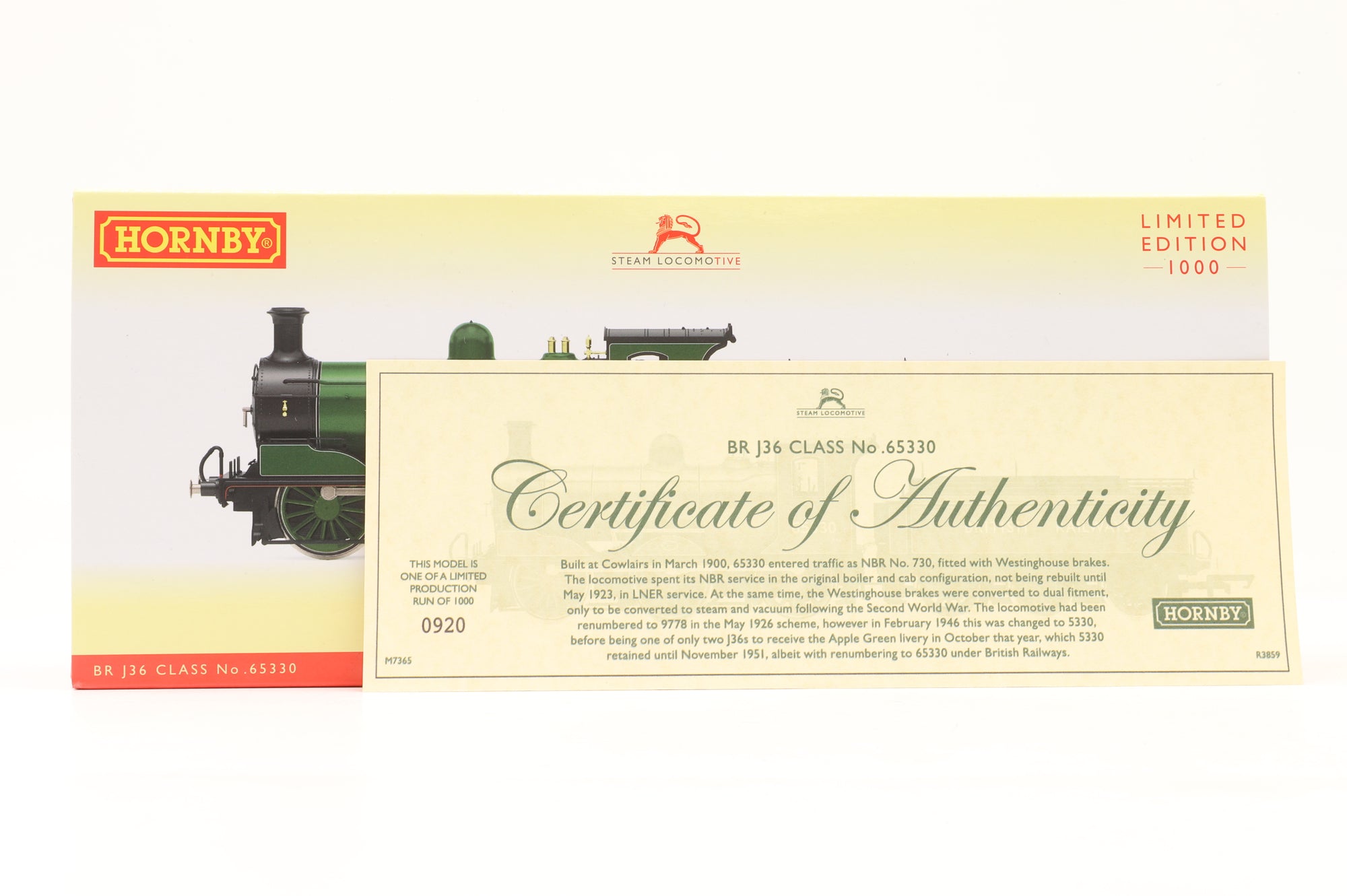 Hornby OO R3859 Class J36 '65330' British Railways Green Ltd Ed 920/ 1000