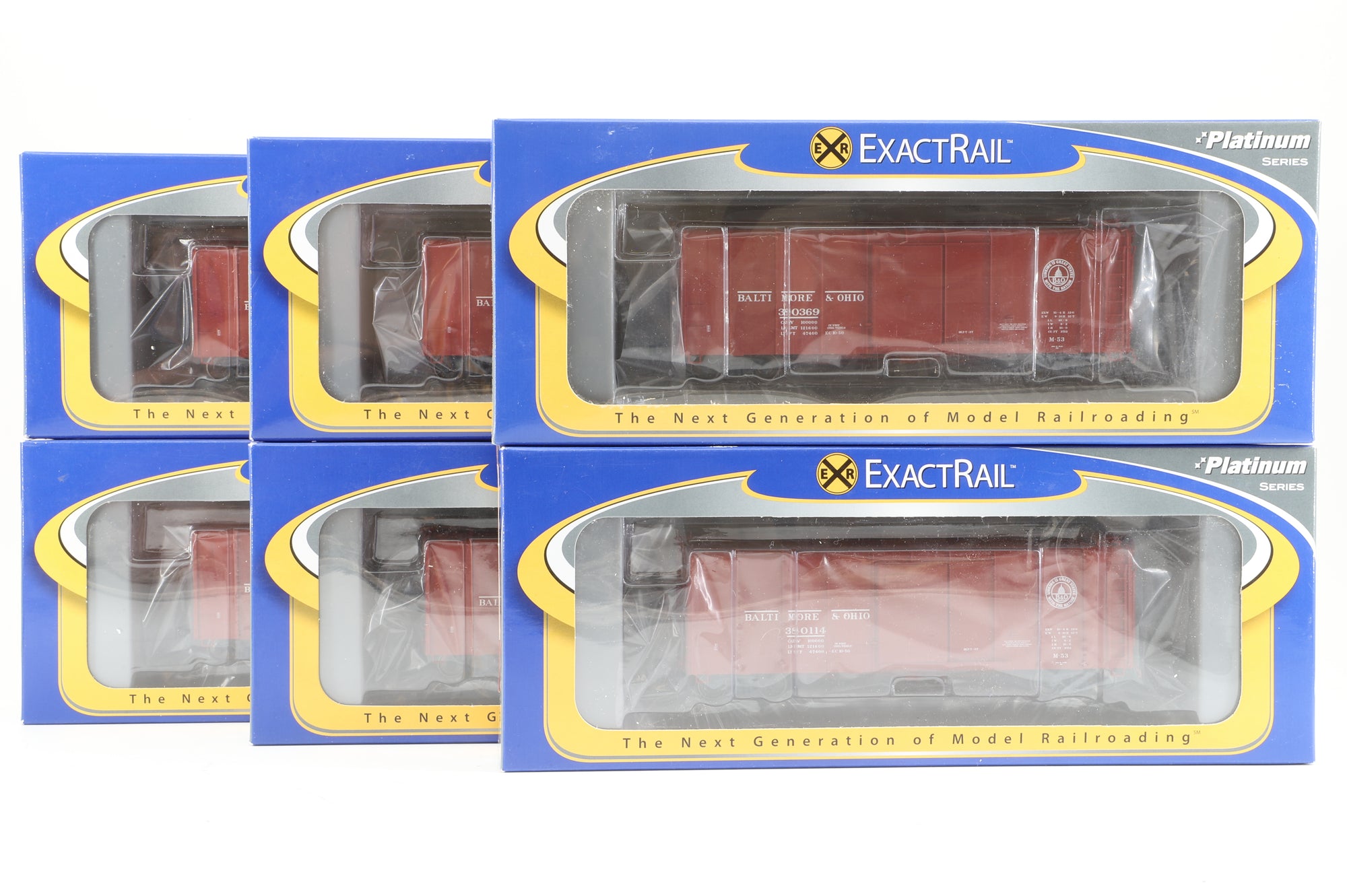 Exact Rail HO Rake Of 6 B&O M-53 Wagontop Box Cars Inc. EPS 90051-19. 90051-14, 90051-16, 90051-18, 90051-13 & 90051-21