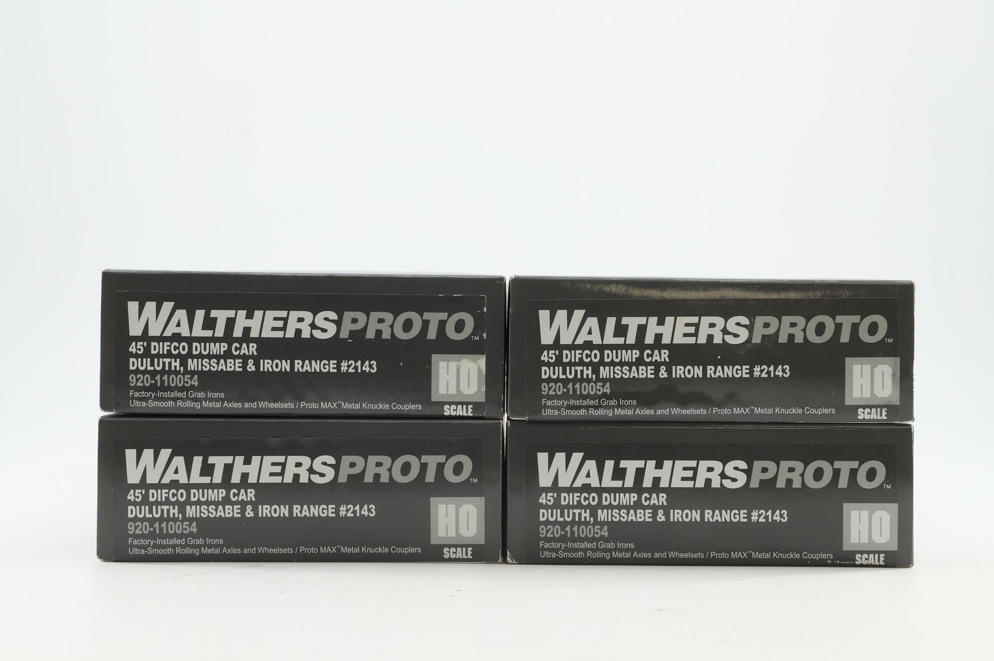 WalthersProto HO 920-110054 x4 Rake of 4 45' DIFCO Dump Cars in Duluth, Missabe, & Iron Range Grey