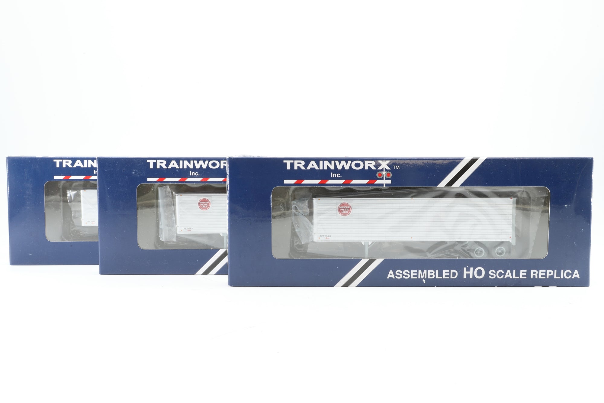 Trainworx HO Rake Of 3 40' Corrugated Texas & Pacific Vans Inc. 80203-01, 80203-02 & 80203-03
