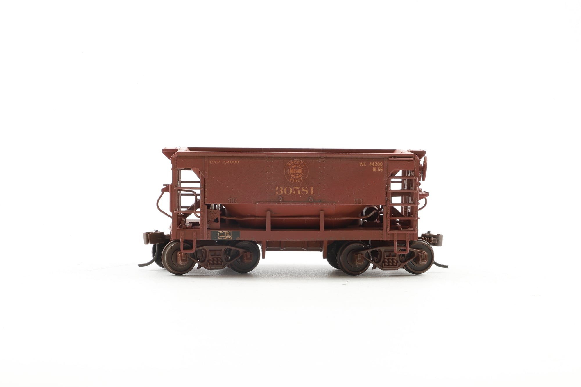 Model Power Metal Trains Rake of 6 U-29 Metal Ore Cars in DMIR Brown - Pro-Customised/Weathered