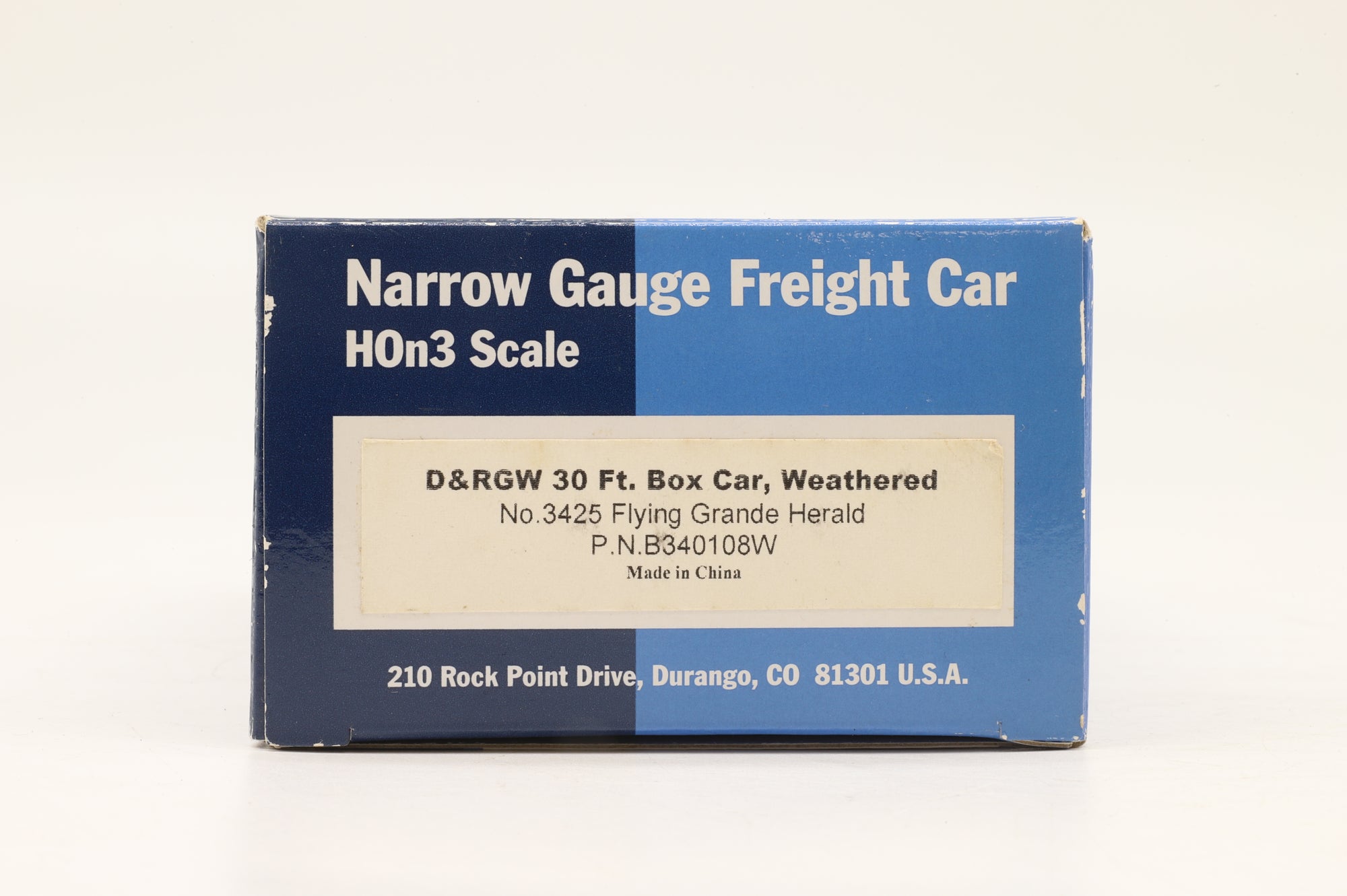 Blackstone Models HOn3 B340108W D&RGW 30ft Box Car Weathered '3425'