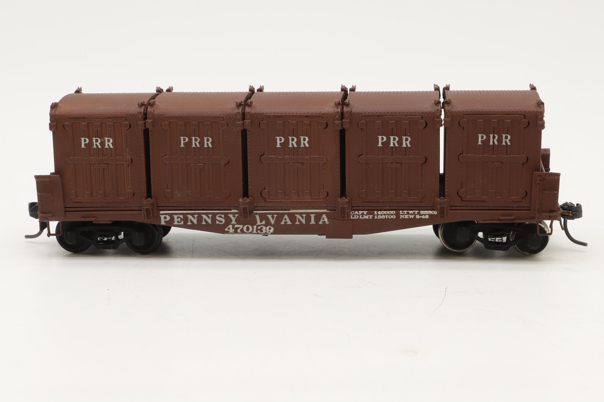 Rail Works Ltd/Woosung Brass Models HO Brass 'FM' Container Car w/5 DD 1A Containers, Custom Painted