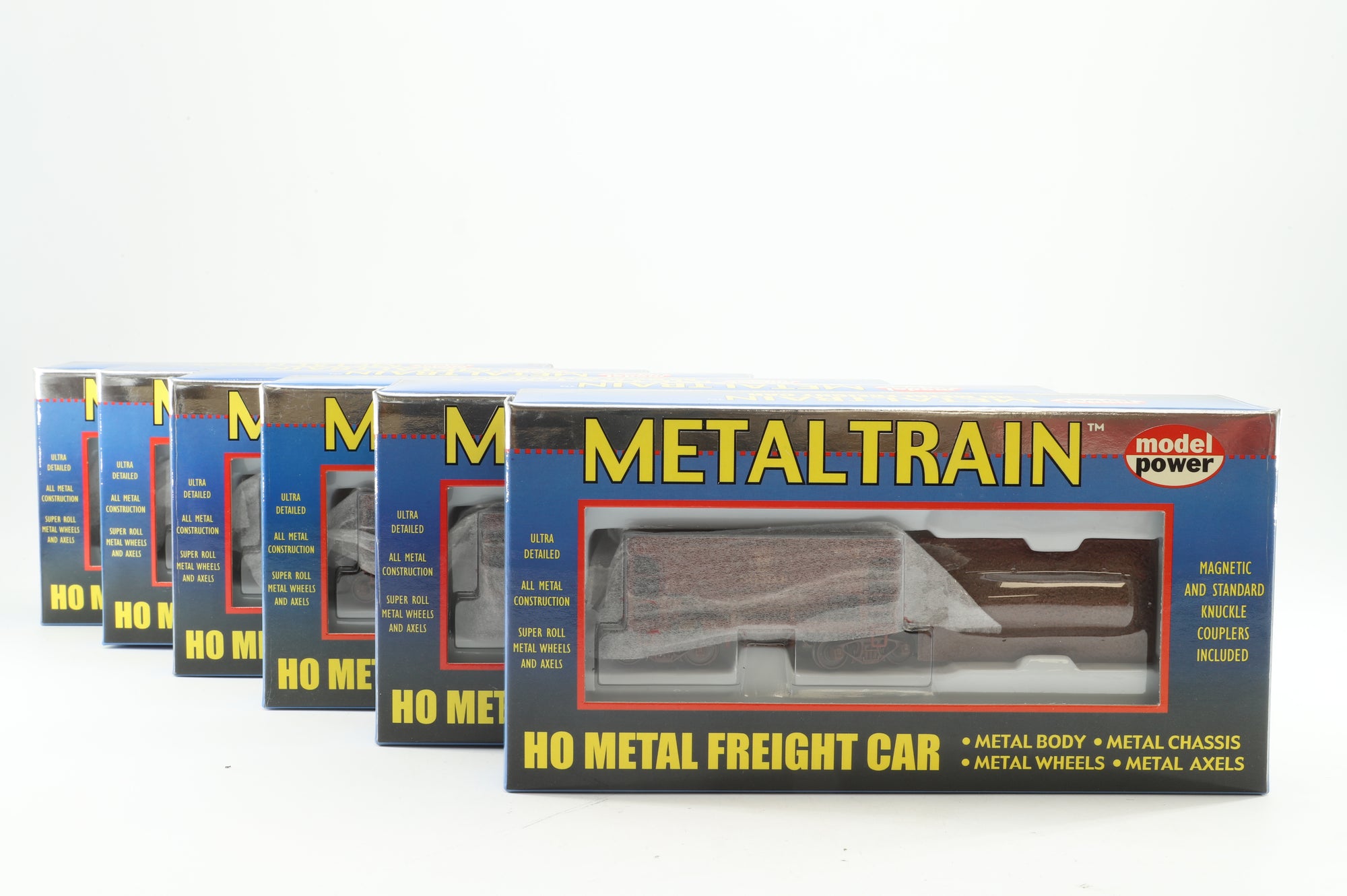 of 6 U-29 Metal Ore Cars in Duluth, Missabe, & Iron Range Brown w/ Loads - Pro-Weathered