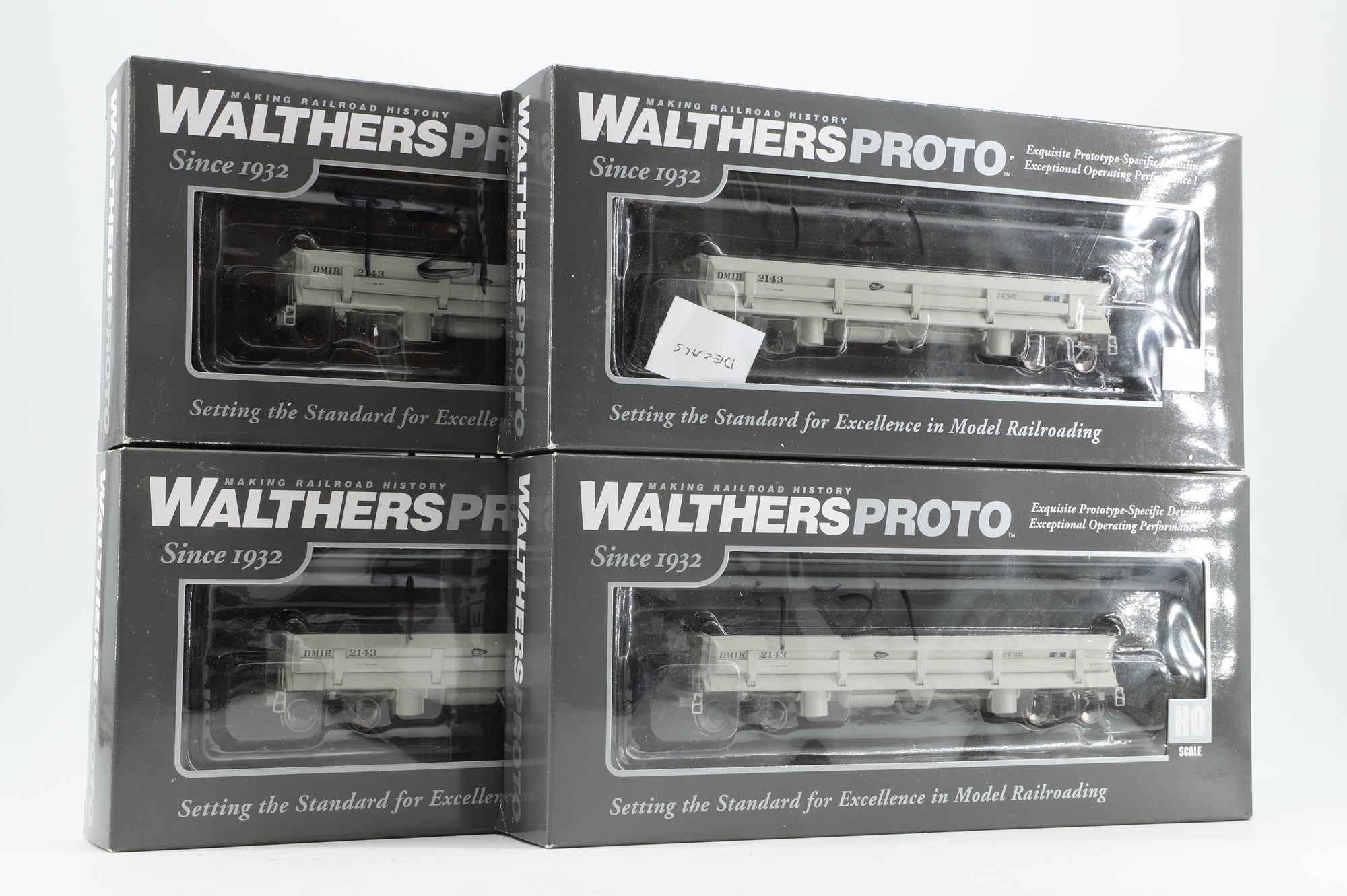 WalthersProto HO 920-110054 x4 Rake of 4 45' DIFCO Dump Cars in Duluth, Missabe, & Iron Range Grey
