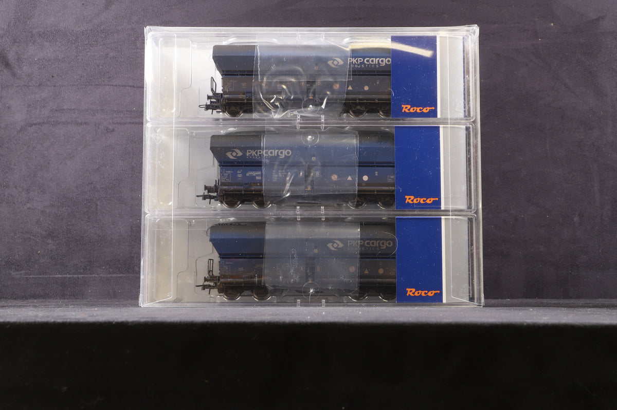 Roco HO 76130 Pack Of 3 Self-Unloading Hopper Wagons Weathered