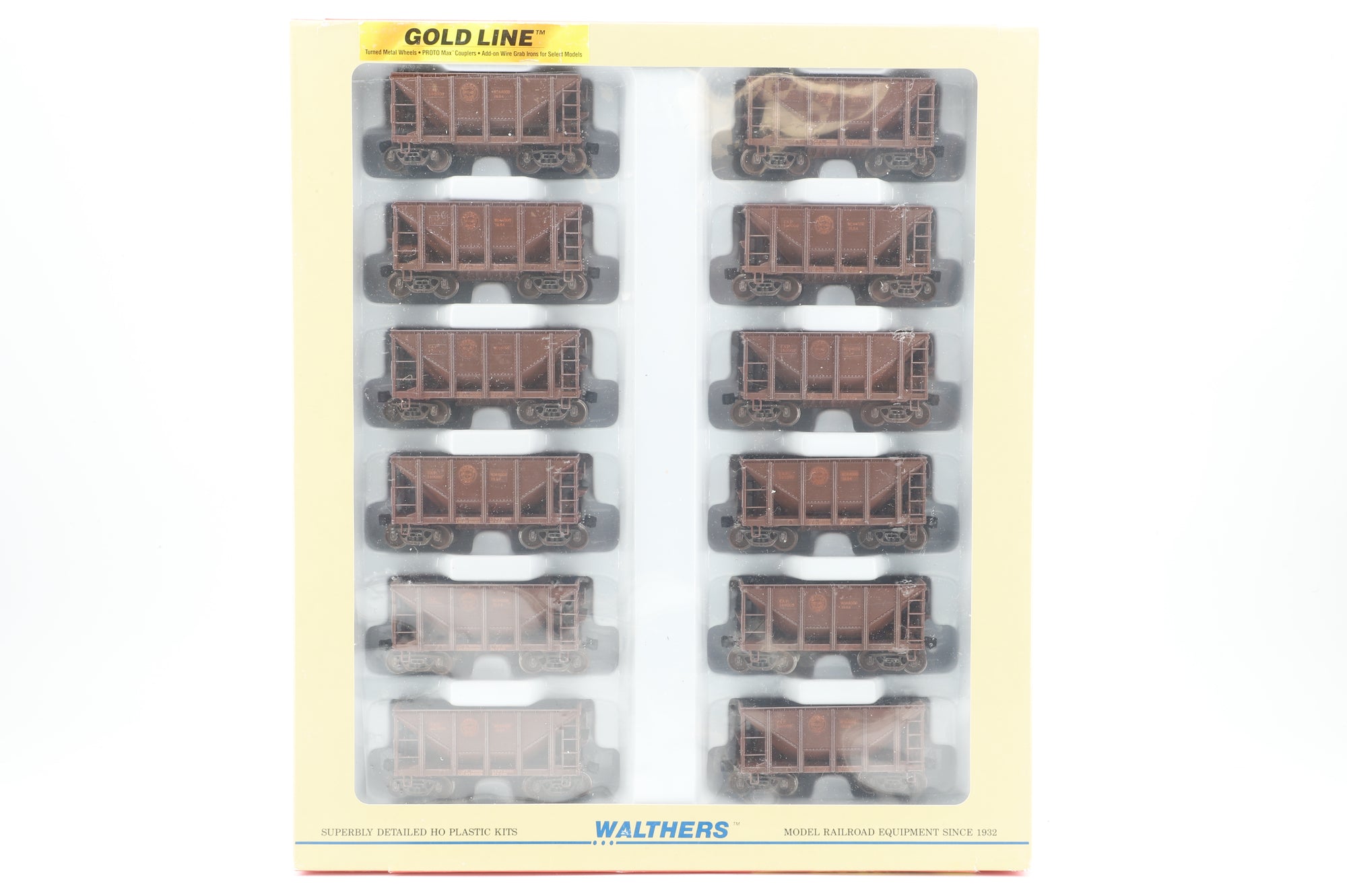 Walthers HO 932-40506 12-Pack of Michigan Ore Cars in DMIR Brown - Pro-Customised/Weathered