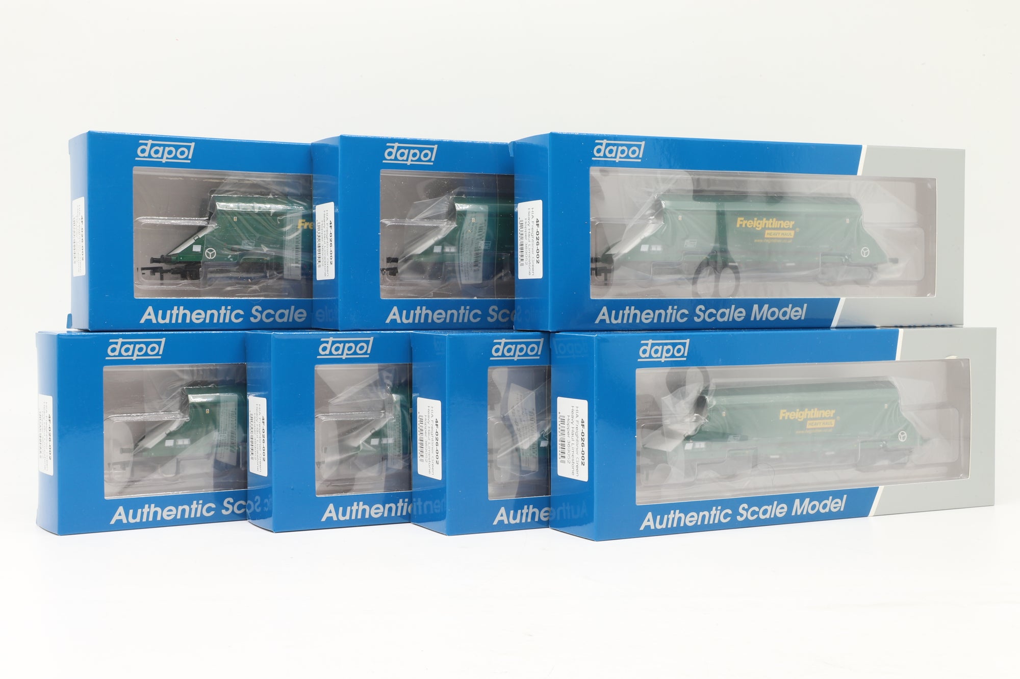 Dapol OO 4F-026-002 Rake Of 7 HIA Freightliner Green Heavy Haul Limestone Hopper Wagons