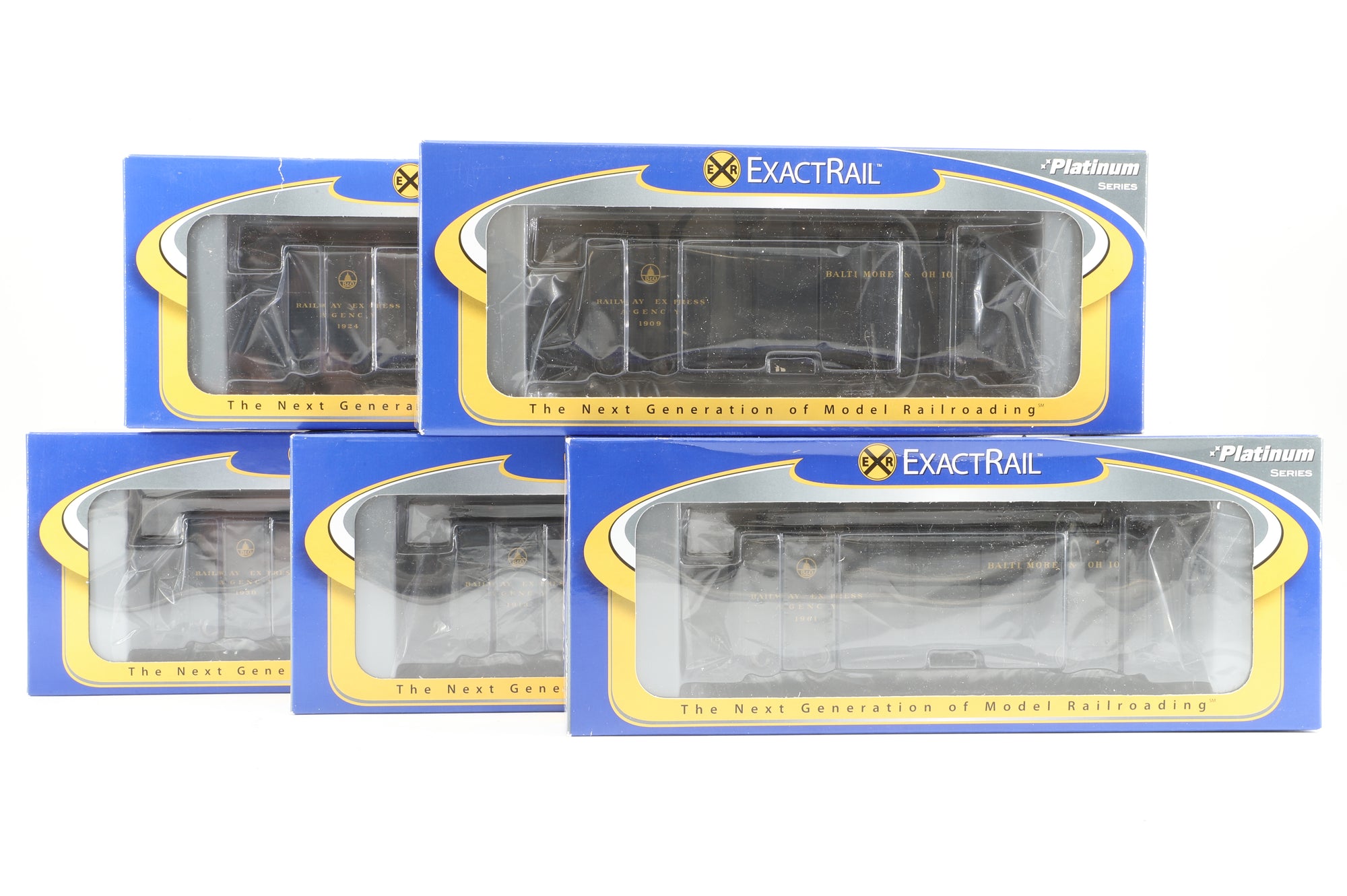 Exact Rail HO Rake Of 5 B&O M-53 Wagontop Box Cars Inc. EPS-90055-10, 90055-9, 90055-7, 90055-11 & 90055-8