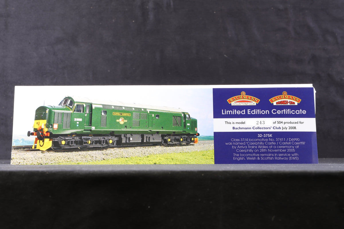 Bachmann OO 32-375K Cl.37/4 &#39;37114/D6990&#39; BR Green &#39;Caerphilly Castle&#39;/&#39;Castell Caerffili&#39;, Bachmann Collectors&#39; Club Excl.