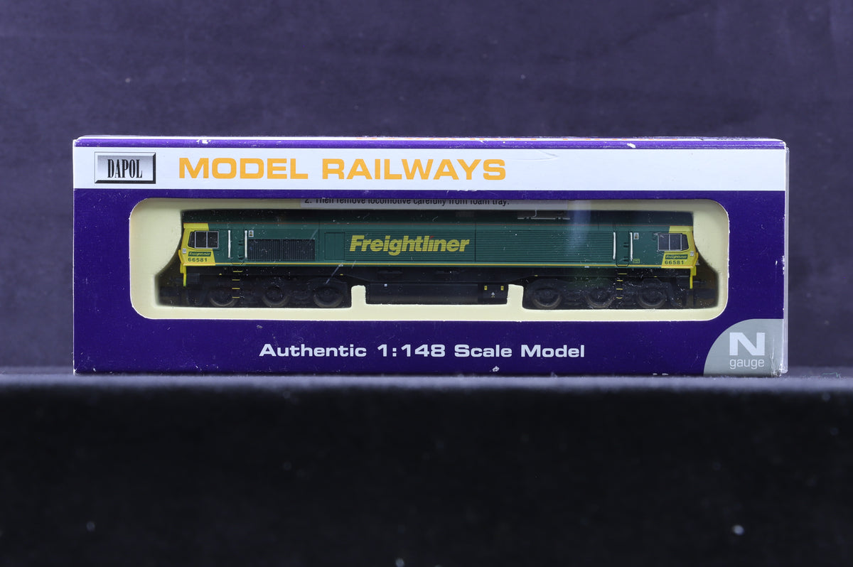 Dapol N ND-054 Class 66 Diesel &#39;66581&#39; Freightliner Livery