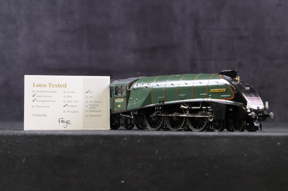 Hornby OO R2535 Class A4 &#39;60029&#39; &#39;Woodcock&#39; BR Lined Green L/C Glossed