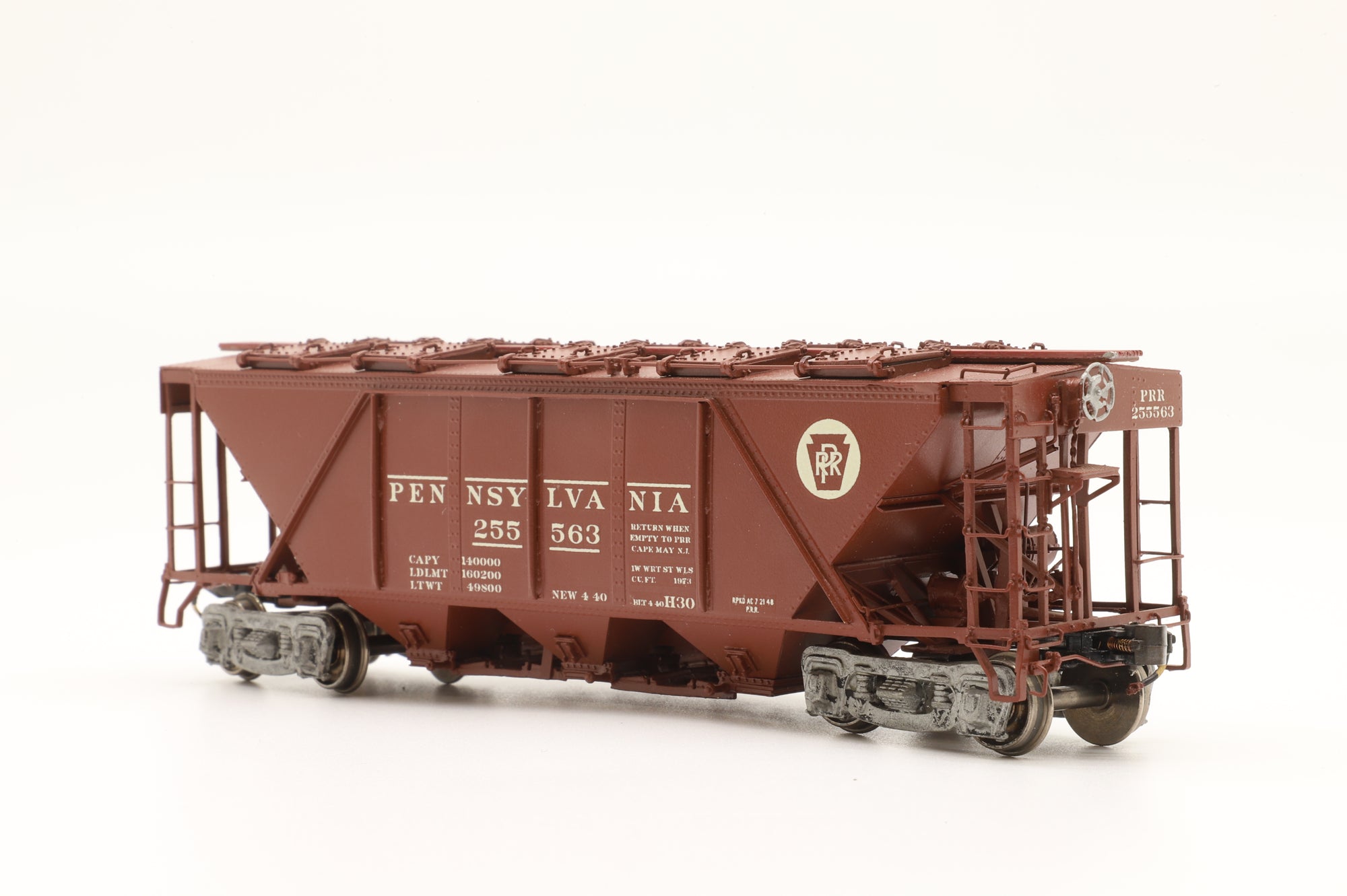 Overland Models Inc. HO Brass OMI-3327.1 PRR Covered Hopper H30 Class Freight Car Red '255 563'