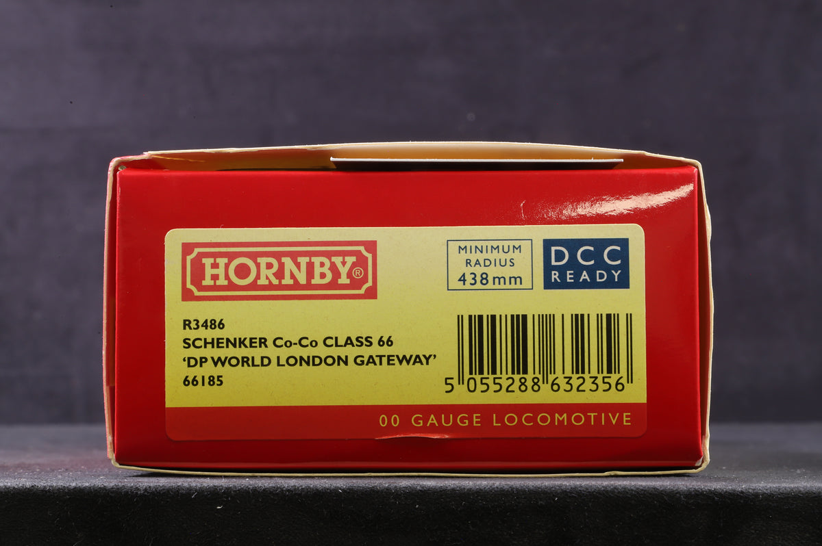 Hornby OO R3486 Class 66 &#39;66185&#39; &#39;DP World London Gateway&#39; DB Schenker