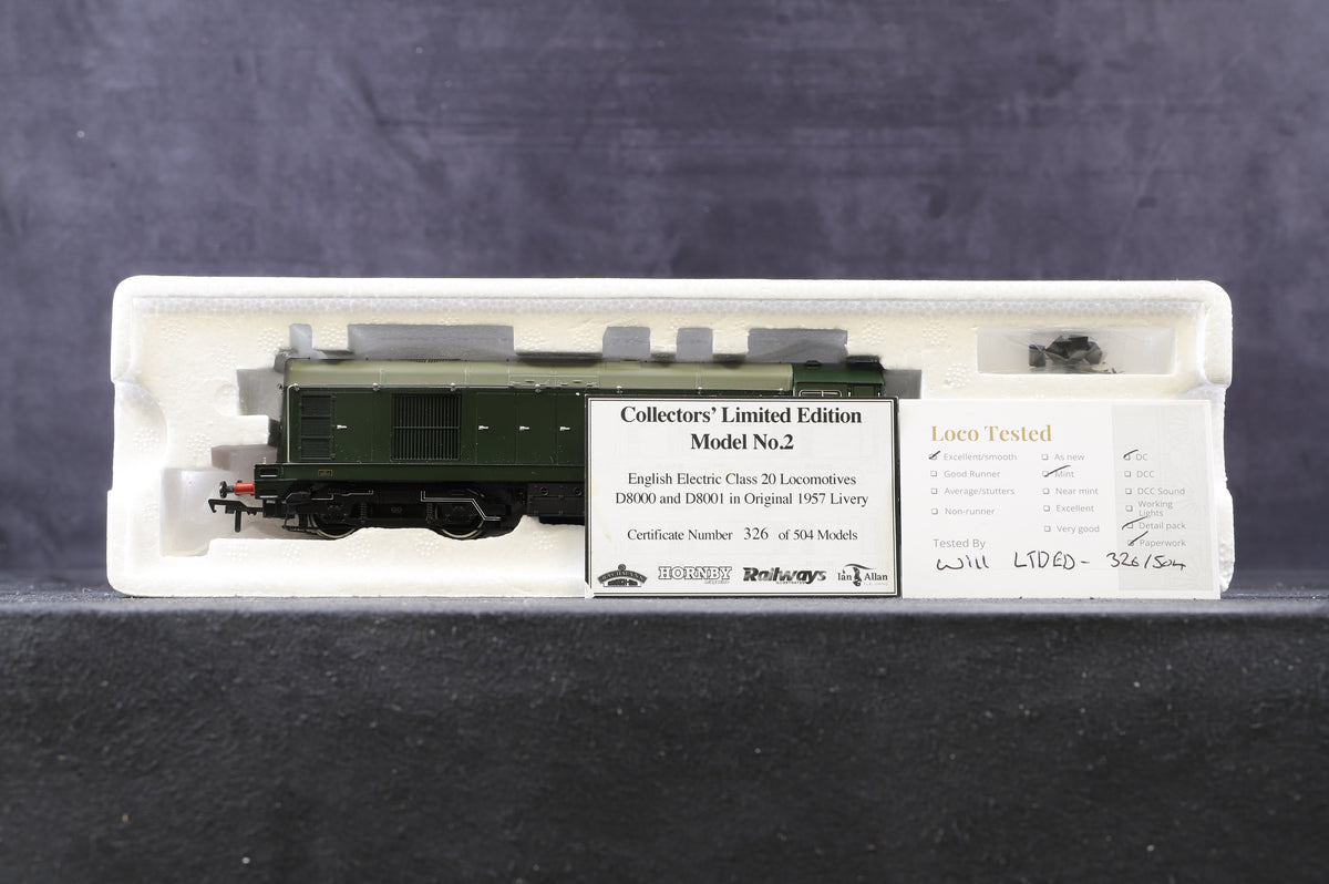 Bachmann OO 32-027Y/1 Class 20 Diesel &#39;D8000&#39; BR Green With Discs Ltd Ed 326/ 504