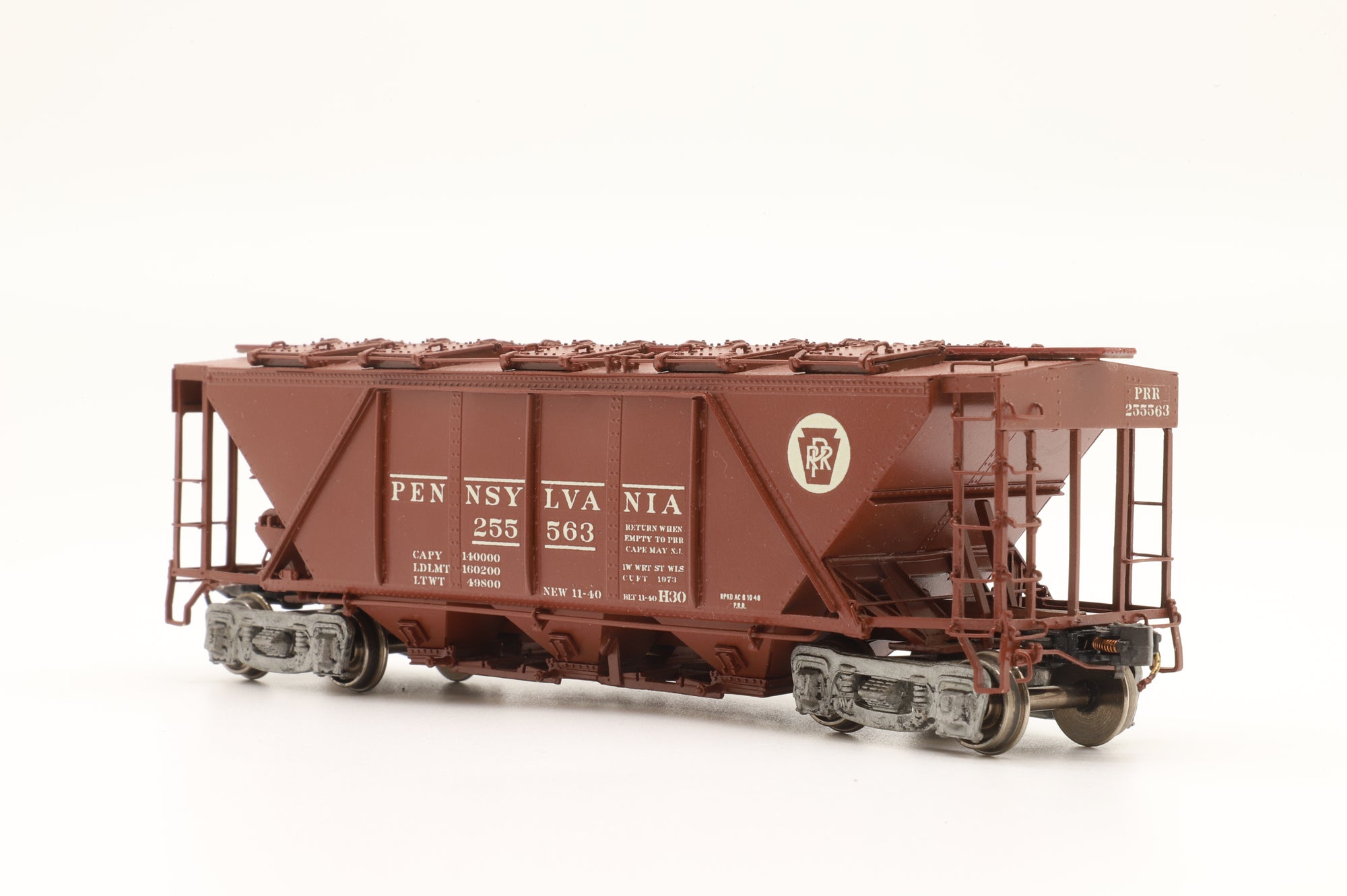 Overland Models Inc. HO Brass OMI-3327.1 PRR Covered Hopper H30 Class Freight Car Red '255 563'