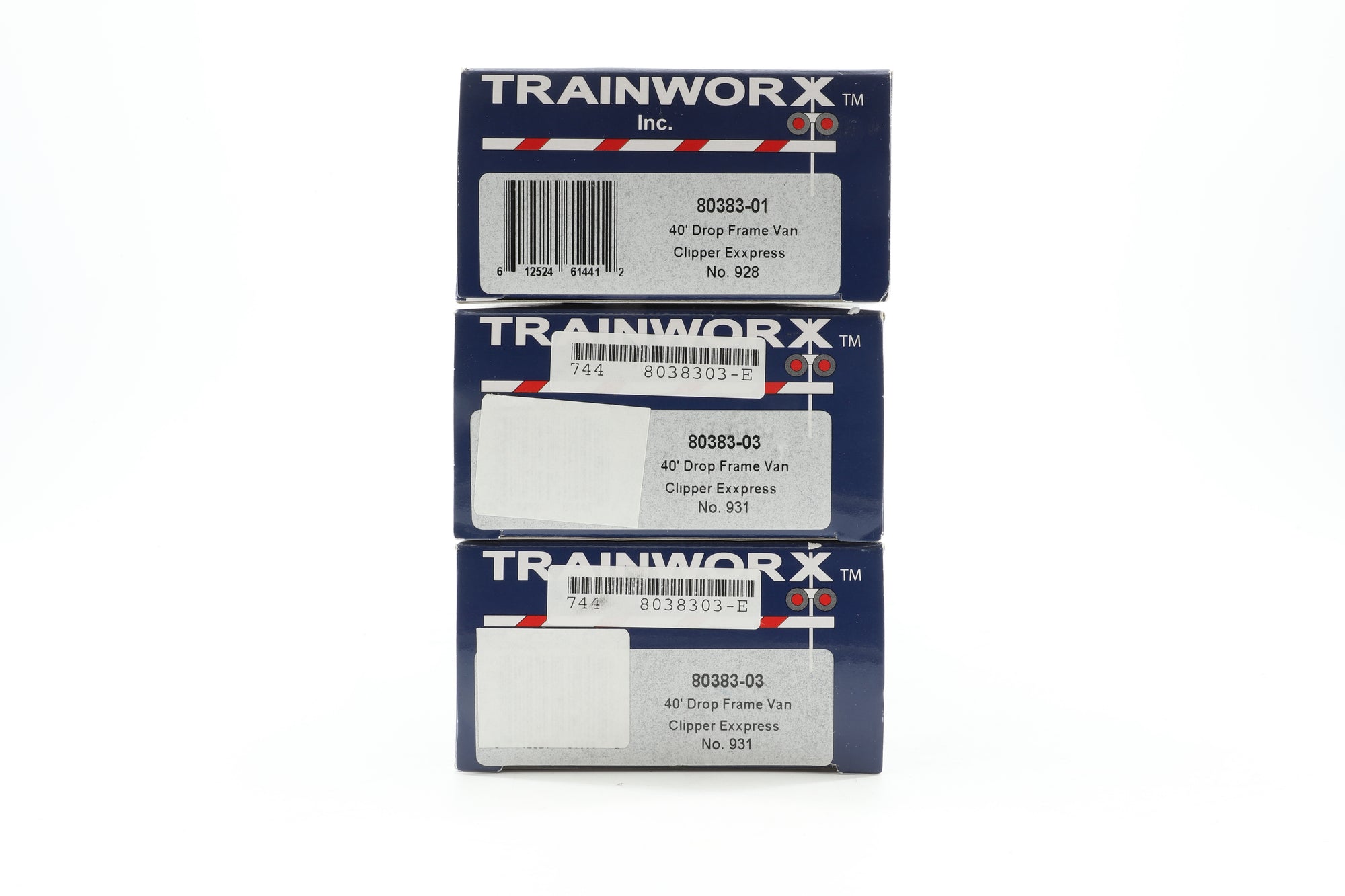 Trainworx HO Rake Of 3 40' Drop Frame Clipper Express Vans Inc. 80383-01 & 80383-03x2