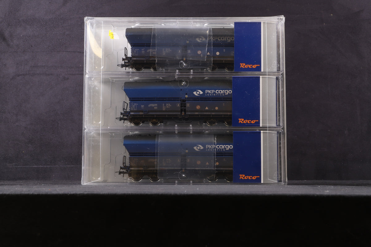 Roco HO 76130 Pack Of 3 Self-Unloading Hopper Wagons Weathered