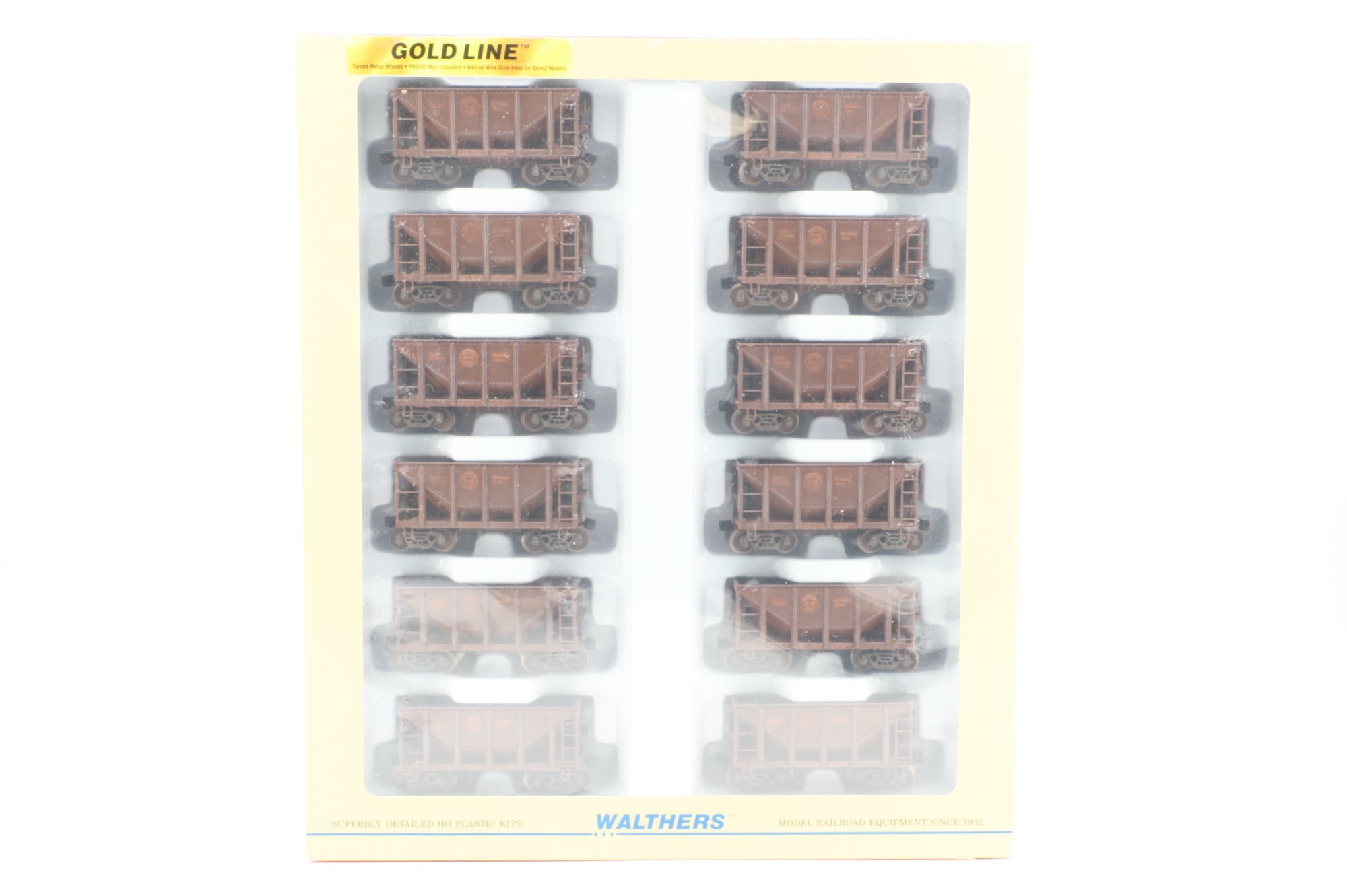 Walthers HO 932-40506 12-Pack of Michigan Ore Cars in DMIR Brown - Pro-Customised/Weathered