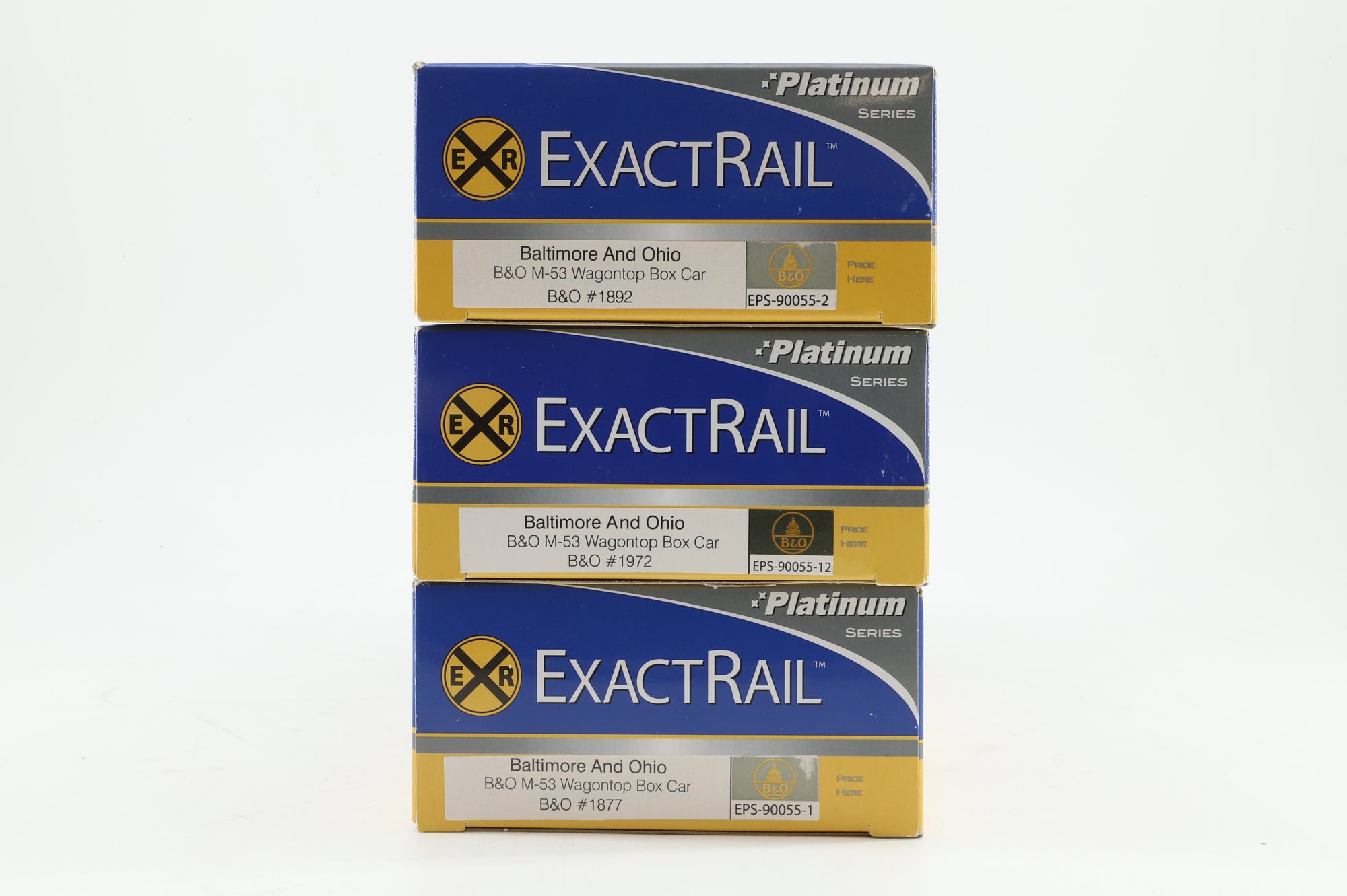 Exact Rail HO Rake Of 3 B&O M-53 Wagontop Box Cars Inc. EPS-90055-2, 90055-12 & 90055-1