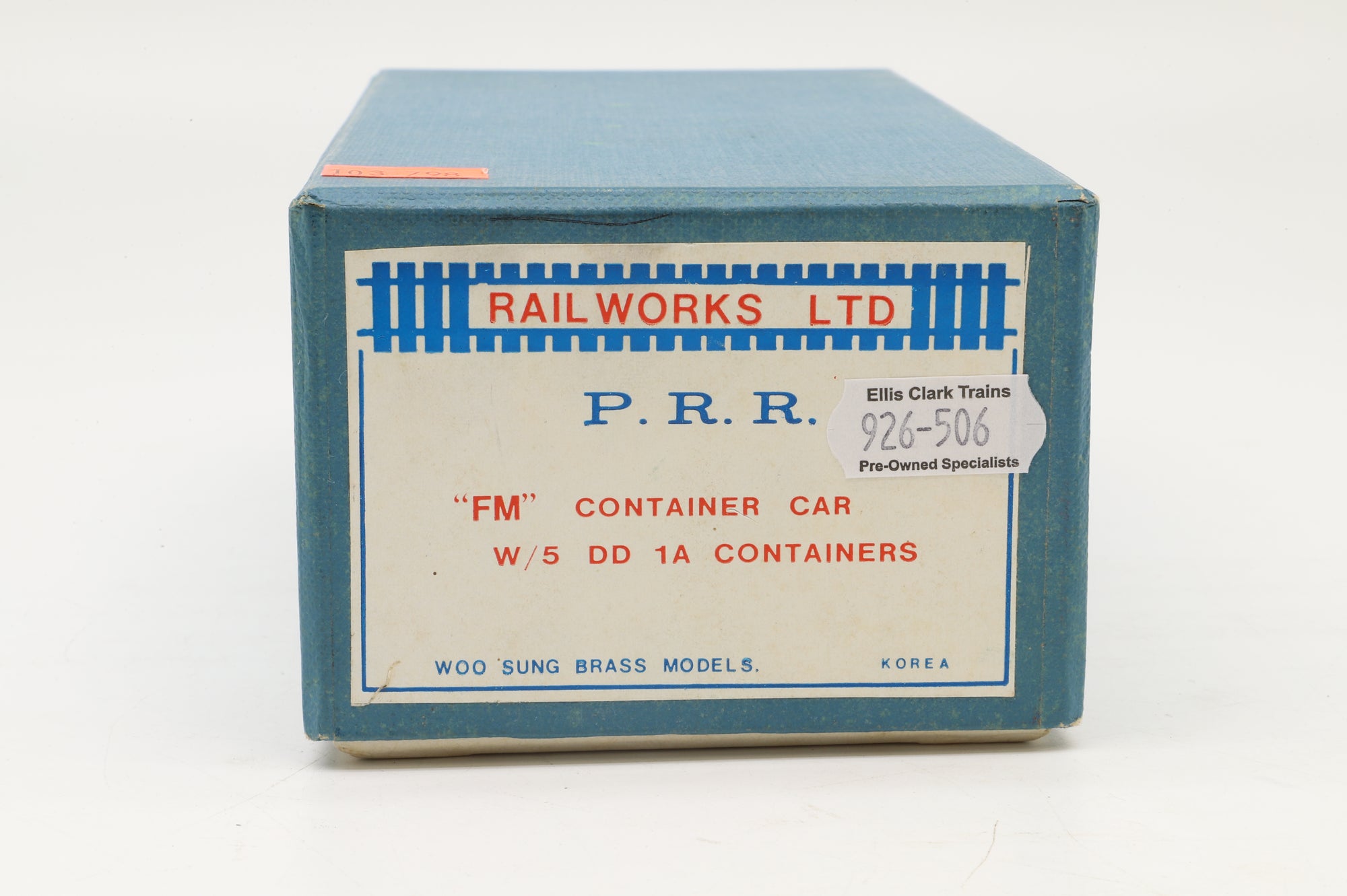 Rail Works Ltd/Woosung Brass Models HO Brass 'FM' Container Car w/5 DD 1A Containers, Custom Painted