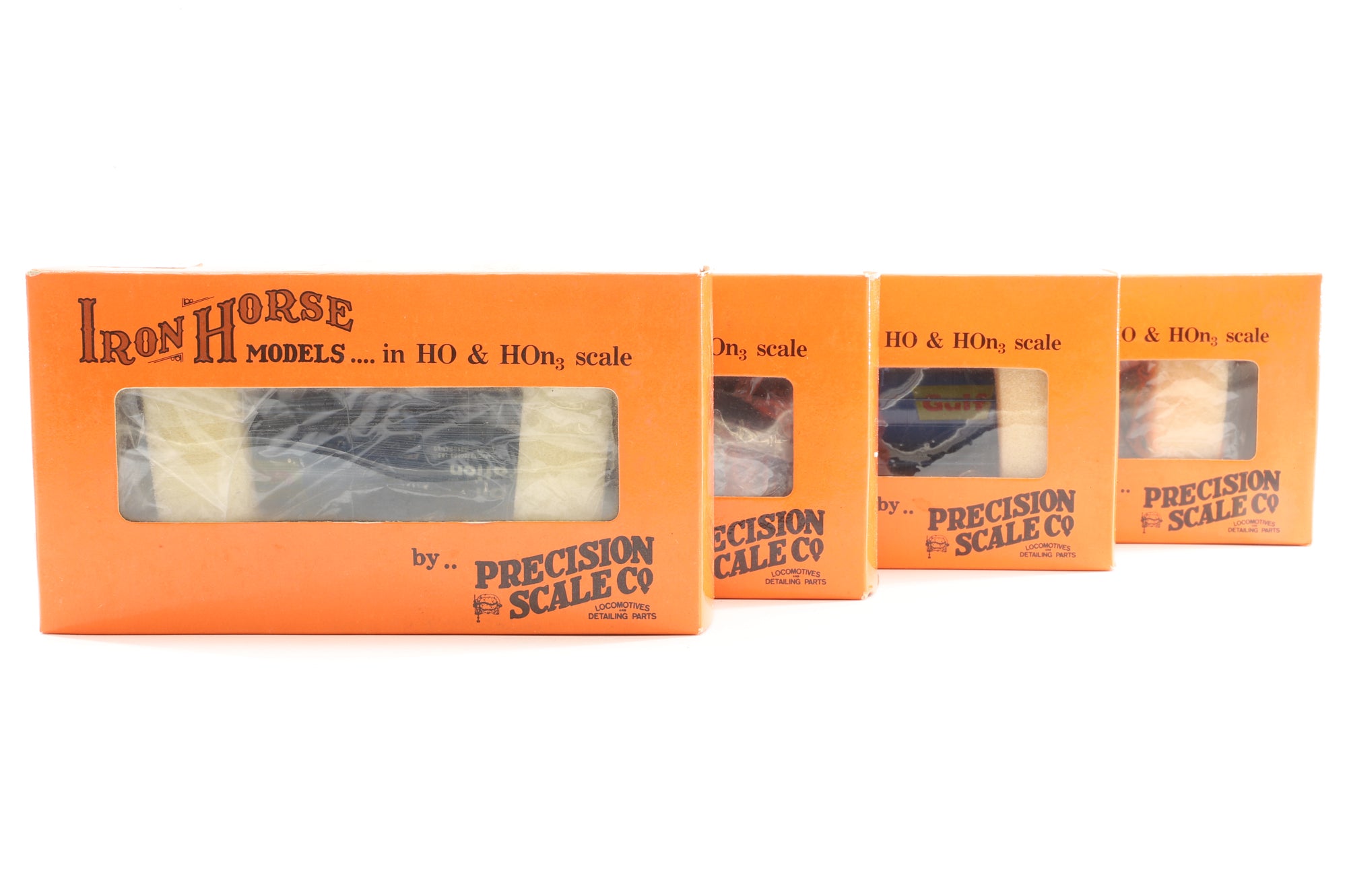 Precision Scale HO Brass Rake Of 4 PSC 8,000 gal tank Cars "GULF"