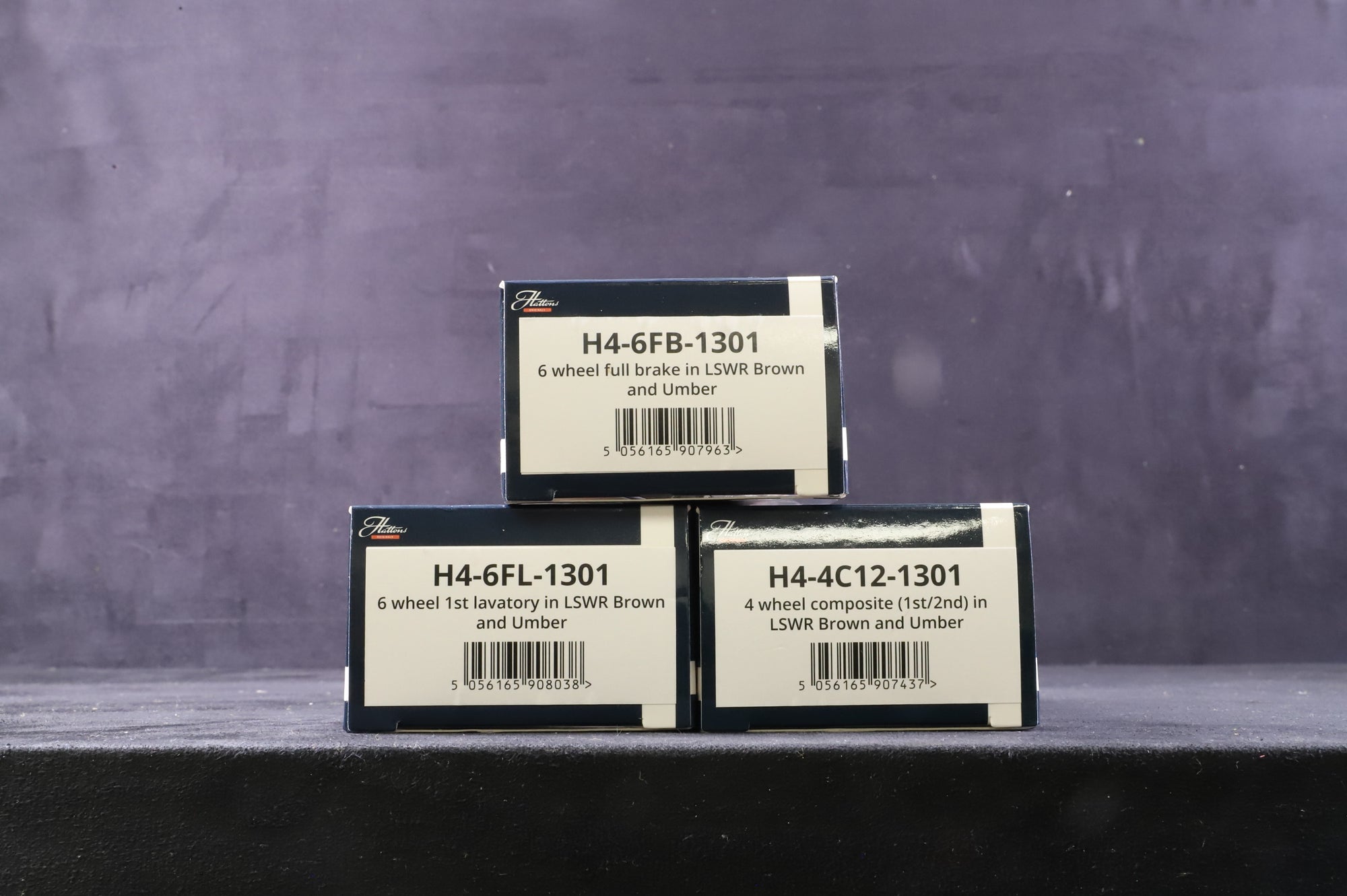 Hattons OO H4C12/6FB/6FL-1301 Rake of 3 6/4 Wheel LSWR Coaches in Lined Brown/Umber