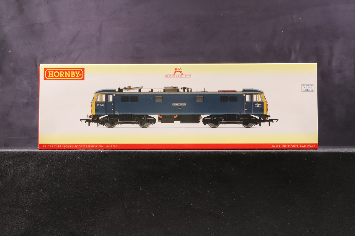 Hornby OO R3739 BR Class 87 &#39;Royal Scot/ Stephenson&#39; &#39;87001&#39; BR Blue