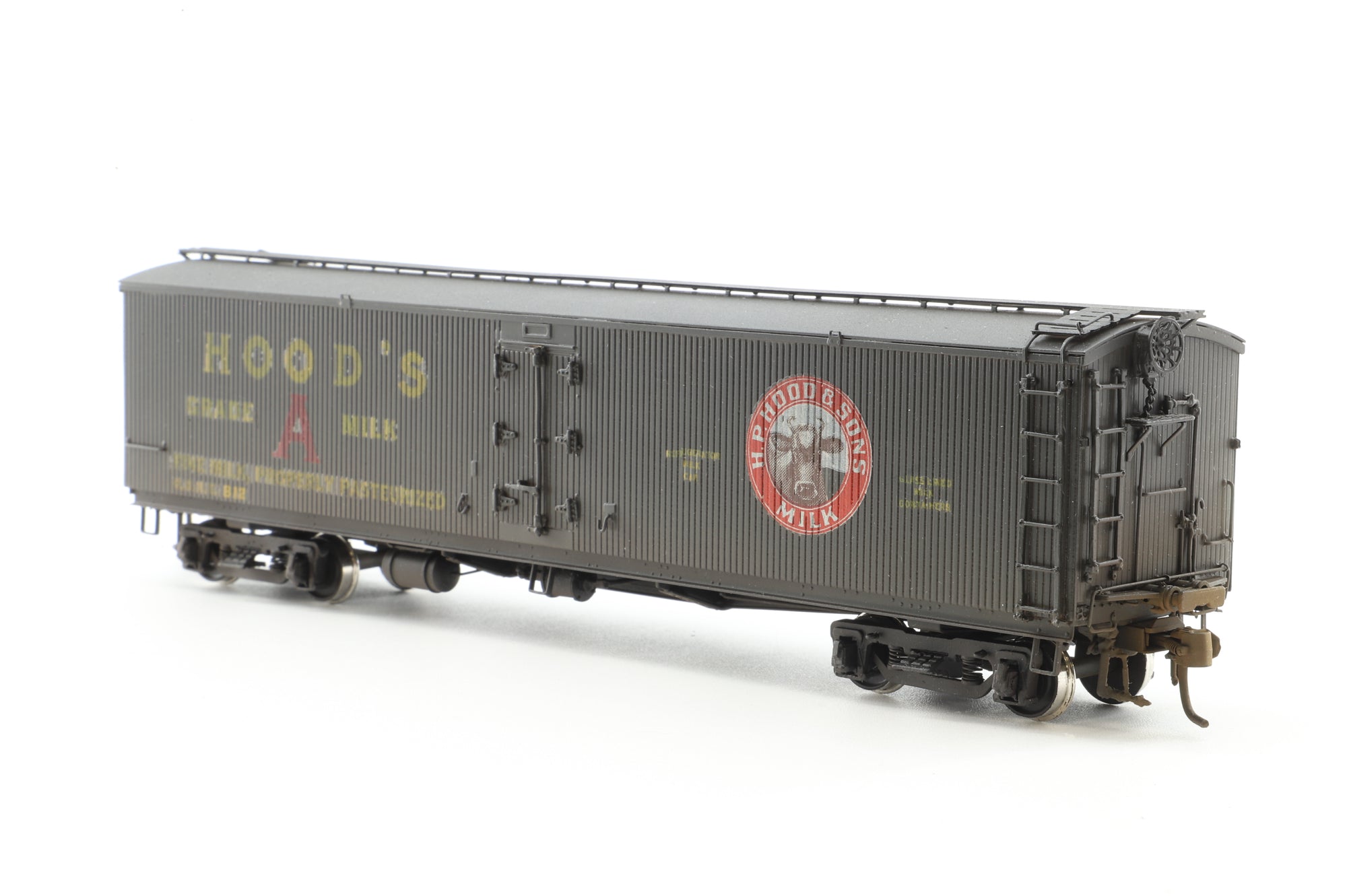 Precision Scale HO Brass 15690 Milk tank car Pfaudler 50' Wood sheathed 'HOODS' Weathered