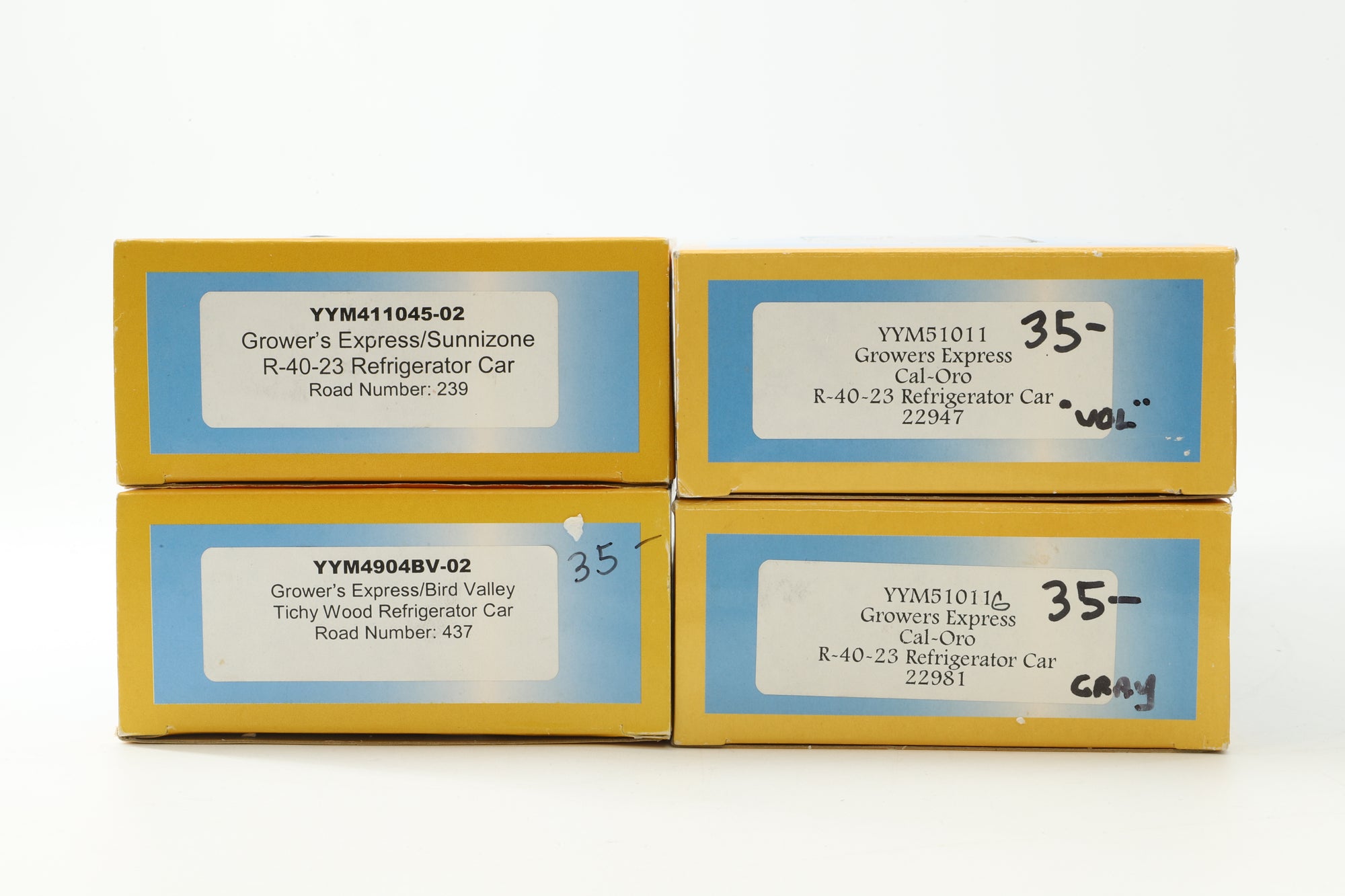 Yester Year Models HO Rake of 4 Refrigerator Cars, Ltd Ed, Inc. YYM411045-02, YYM4904BV-02 & 2 x YYM51011