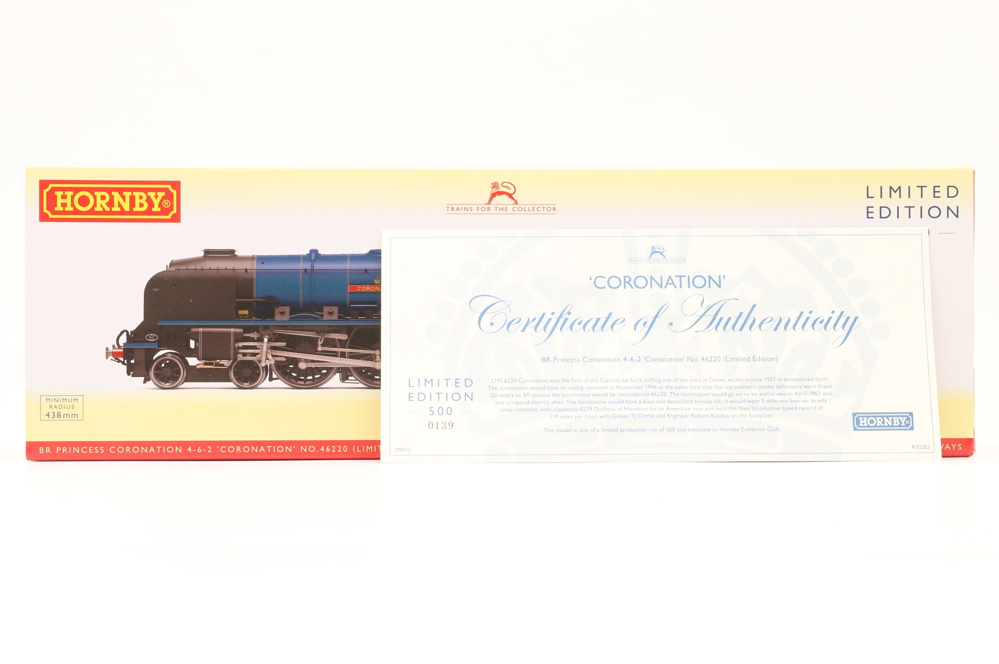 Hornby OO R30283 Princess Coronation Class '46220' 'Coronation' BR Blue E/C Ltd Ed 139/ 500