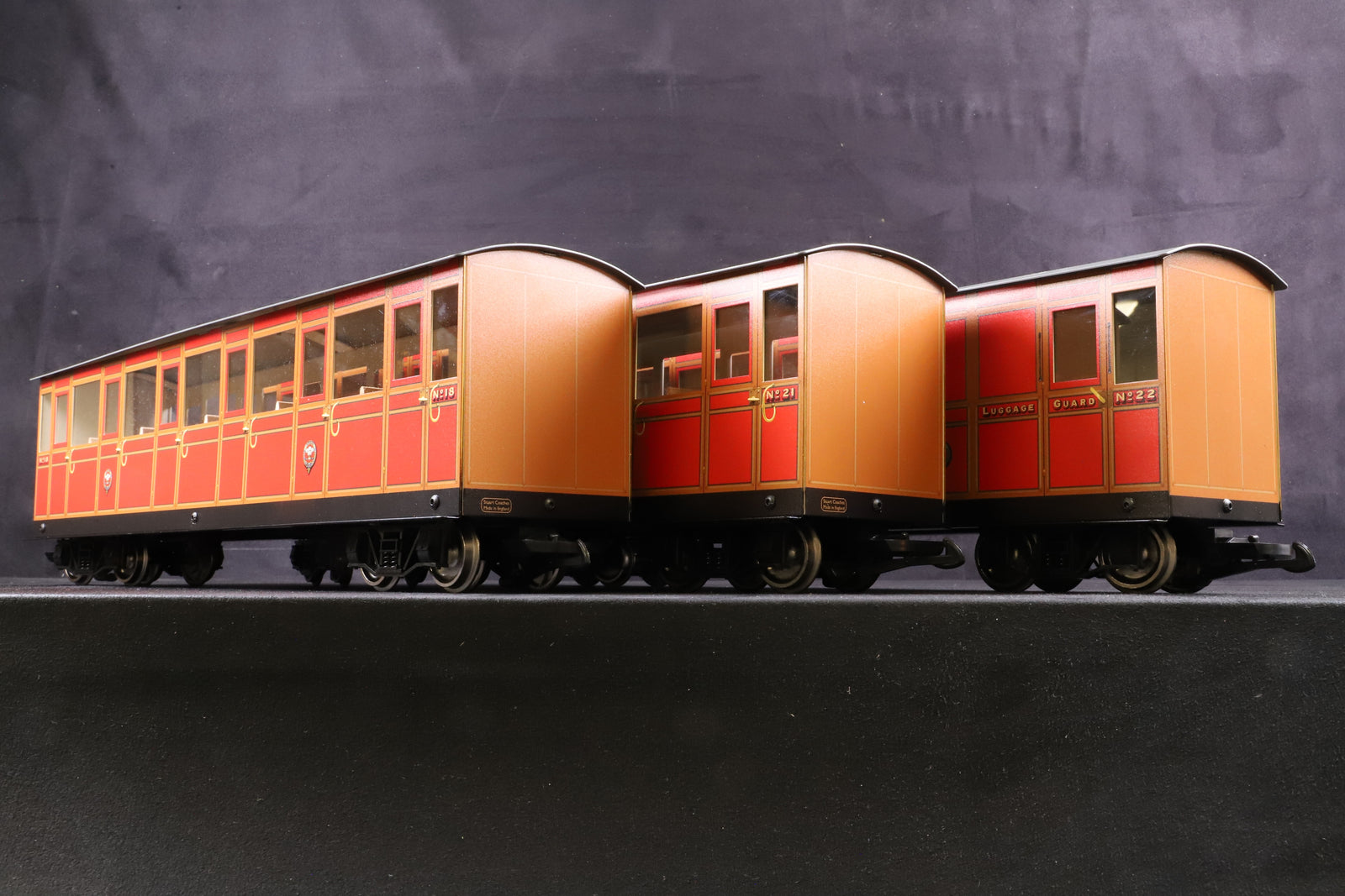 Garden Railway Specialist G Rake Of 3 Talyllyn Red Coaches