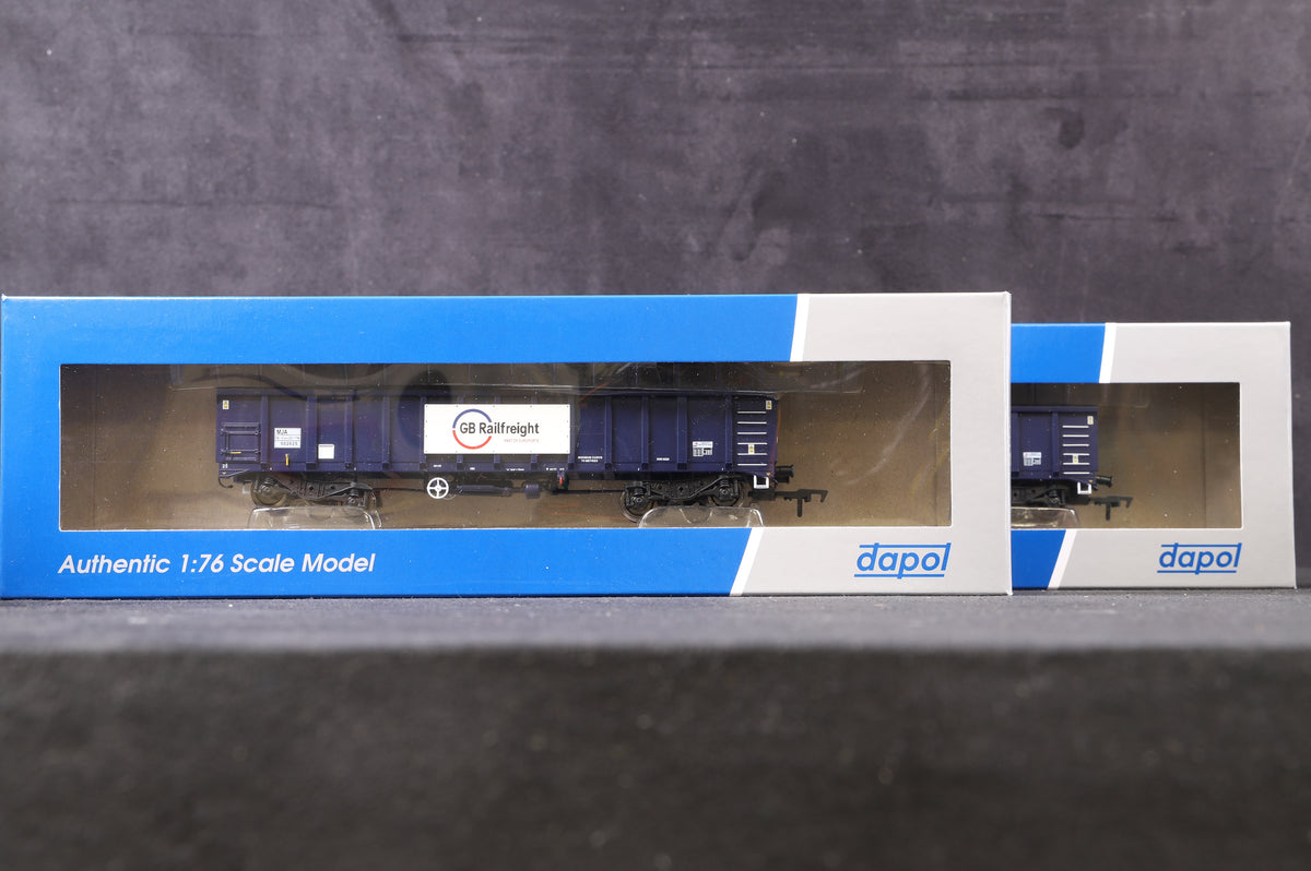 Dapol OO 4F-025-009 Pack Of 2 MJA GBRf Bogie Box Wagons &#39;502025 &amp; 502026&#39;