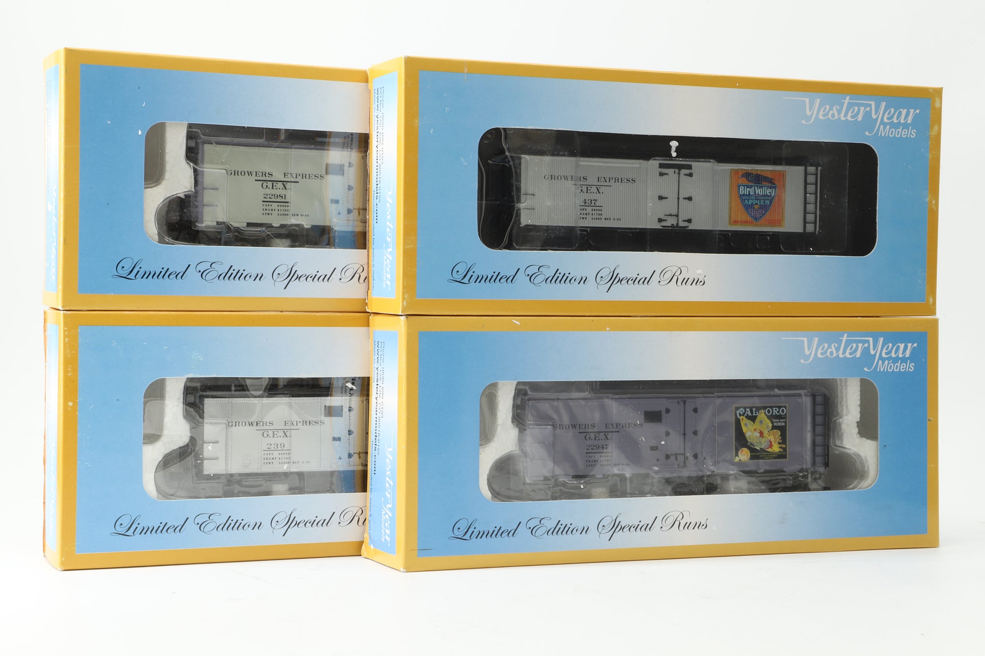 Yester Year Models HO Rake of 4 Refrigerator Cars, Ltd Ed, Inc. YYM411045-02, YYM4904BV-02 & 2 x YYM51011