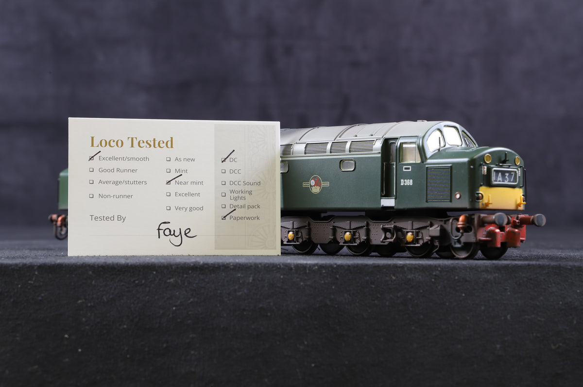 Bachmann OO 32-475 Class 40 &#39;D368&#39; Diesel BR Green Indicator Boxes, Pro Weathered