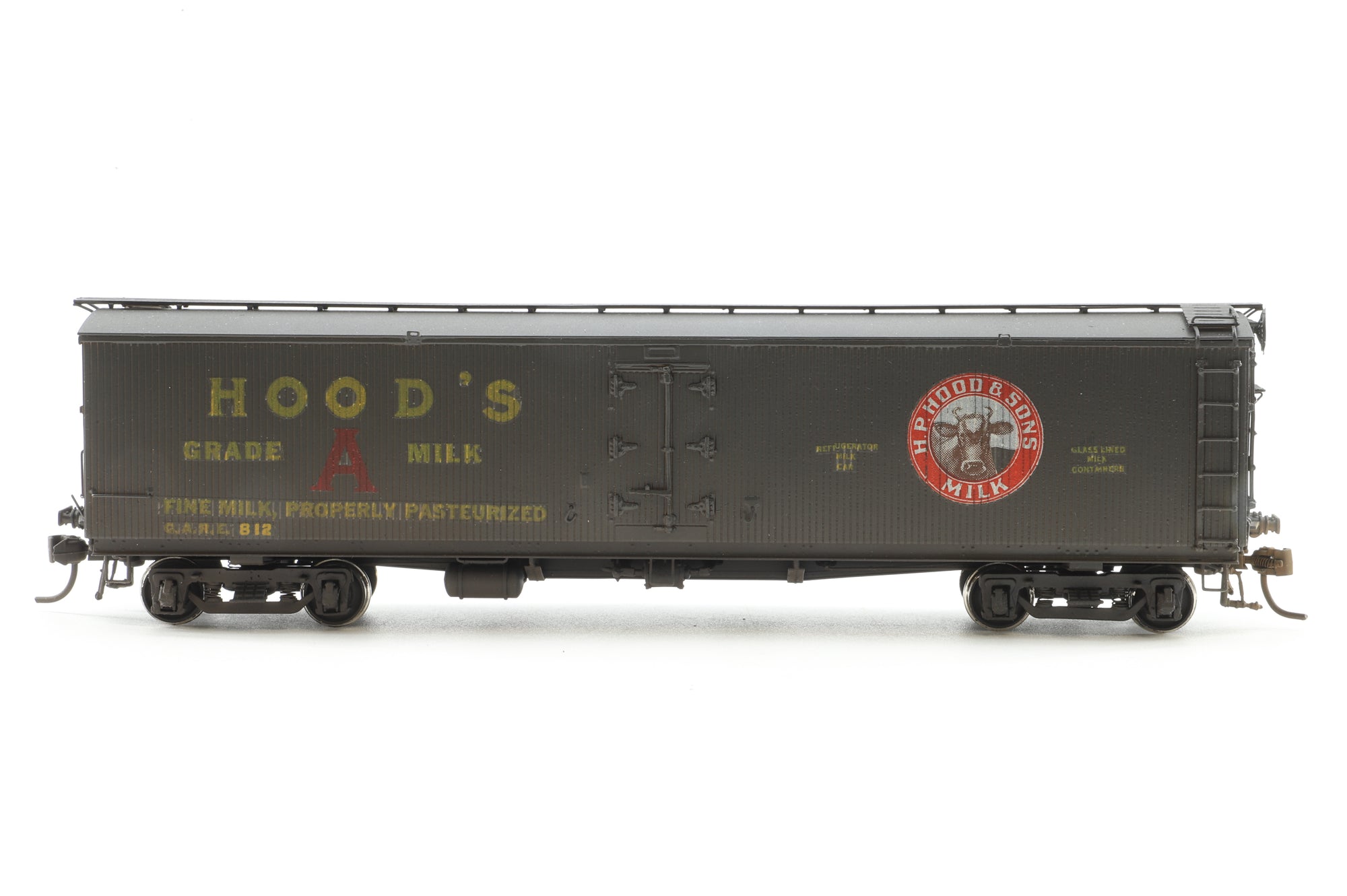 Precision Scale HO Brass 15690 Milk tank car Pfaudler 50' Wood sheathed 'HOODS' Weathered