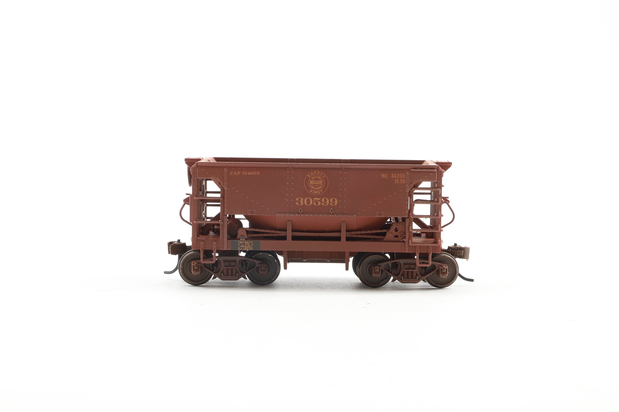 Model Power Metal Trains Rake of 6 U-29 Metal Ore Cars in DMIR Brown - Pro-Customised/Weathered