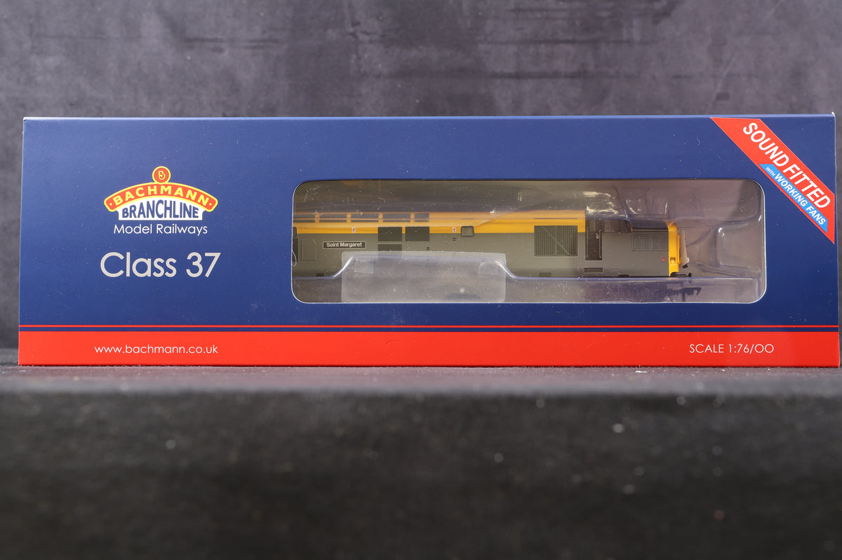 Bachmann OO 35-308SFX Class 37/0 &#39;37201&#39; &#39;St.Margaret&#39; BR Engineers Frey &amp; Yellow, DCC Sound &amp; Working Fans