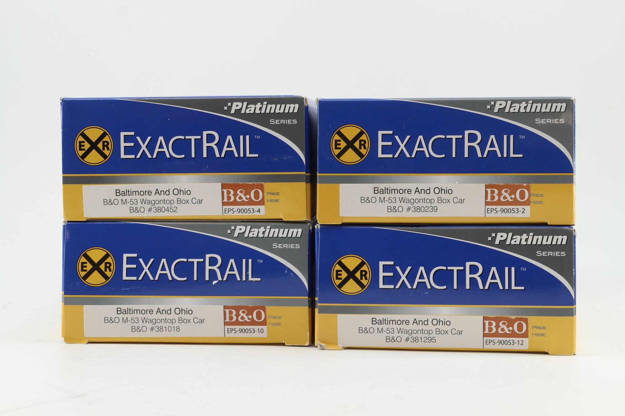 Exact Rail HO Rake Of 4 B&O M-53 Wagontop Box Cars Inc. EPS-90053-2, 90053-12, 90053-4 & 90053-10