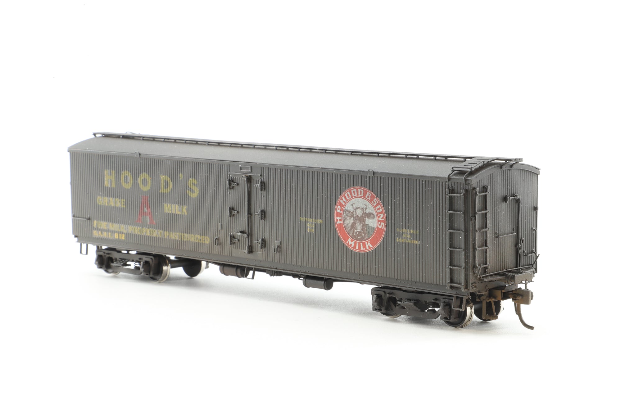 Precision Scale HO Brass 15690 Milk tank car Pfaudler 50' Wood sheathed 'HOODS' Weathered